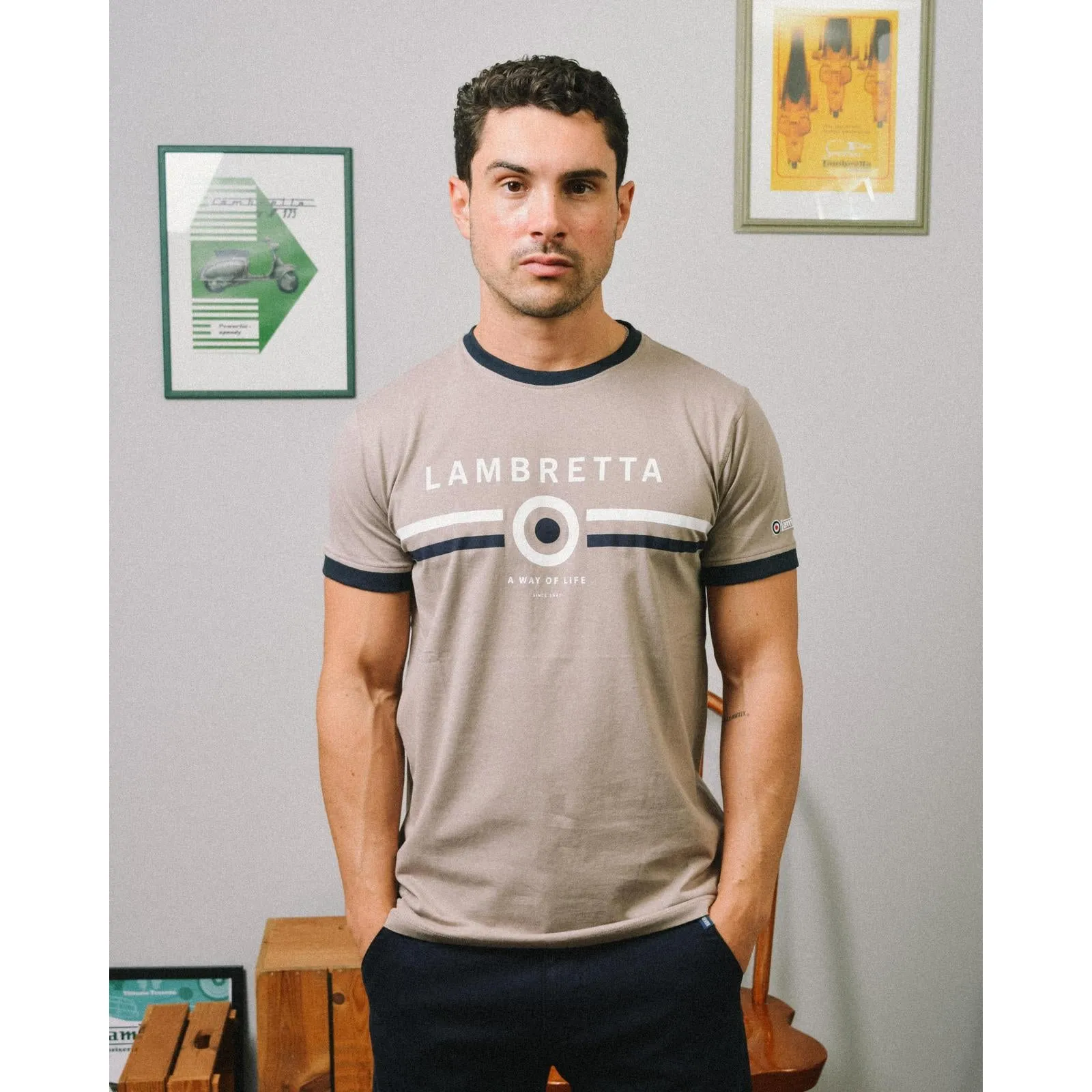 Lambretta Mens Target Ringer Retro T-Shirt