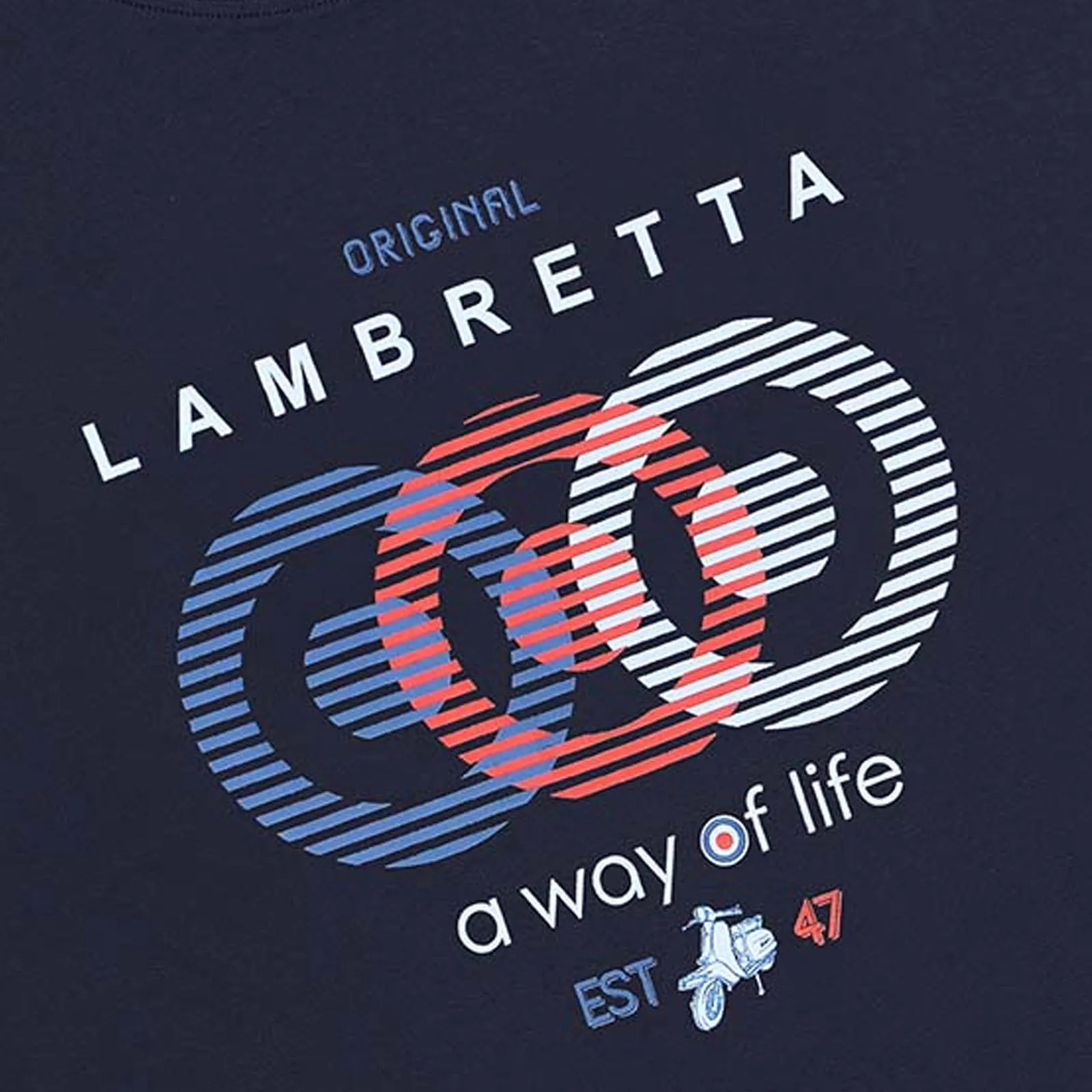 Lambretta Mens Target Vison Short Sleeve Crew Neck T-Shirt  - Navy