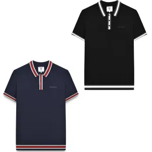 Lambretta Mens Tipped Knit Short Sleeve Polo Shirt