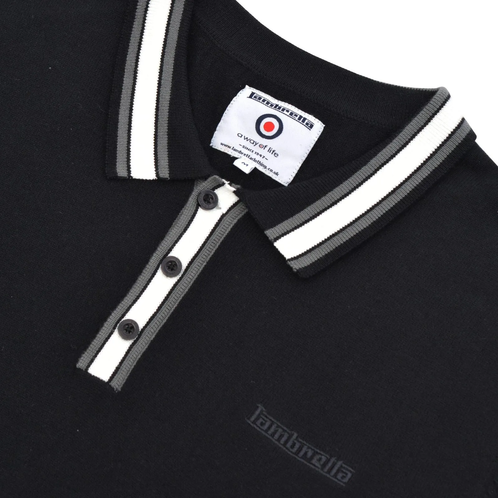 Lambretta Mens Tipped Knit Short Sleeve Polo Shirt