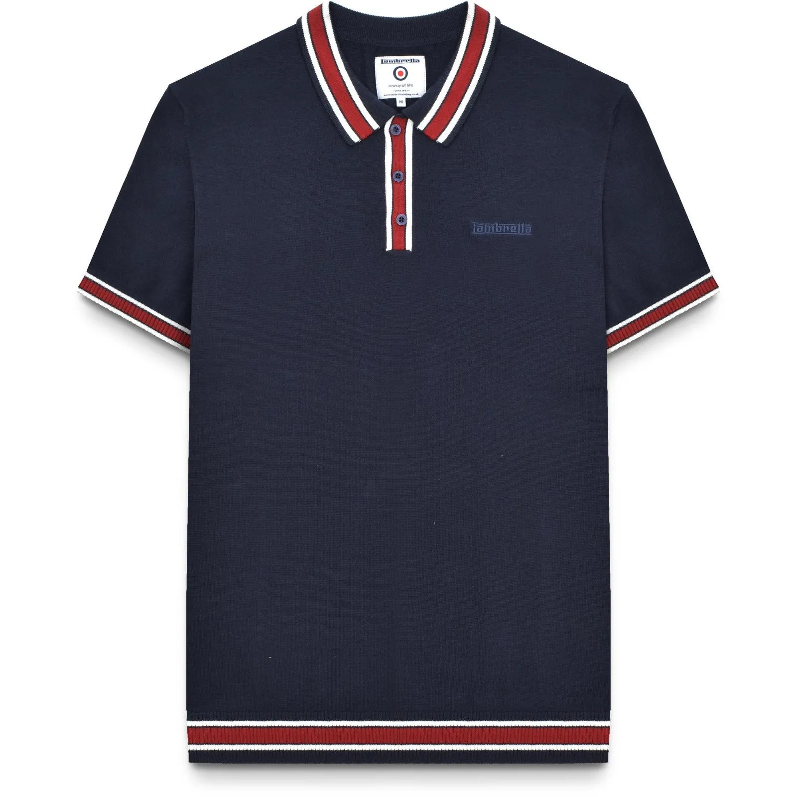 Lambretta Mens Tipped Knit Short Sleeve Polo Shirt