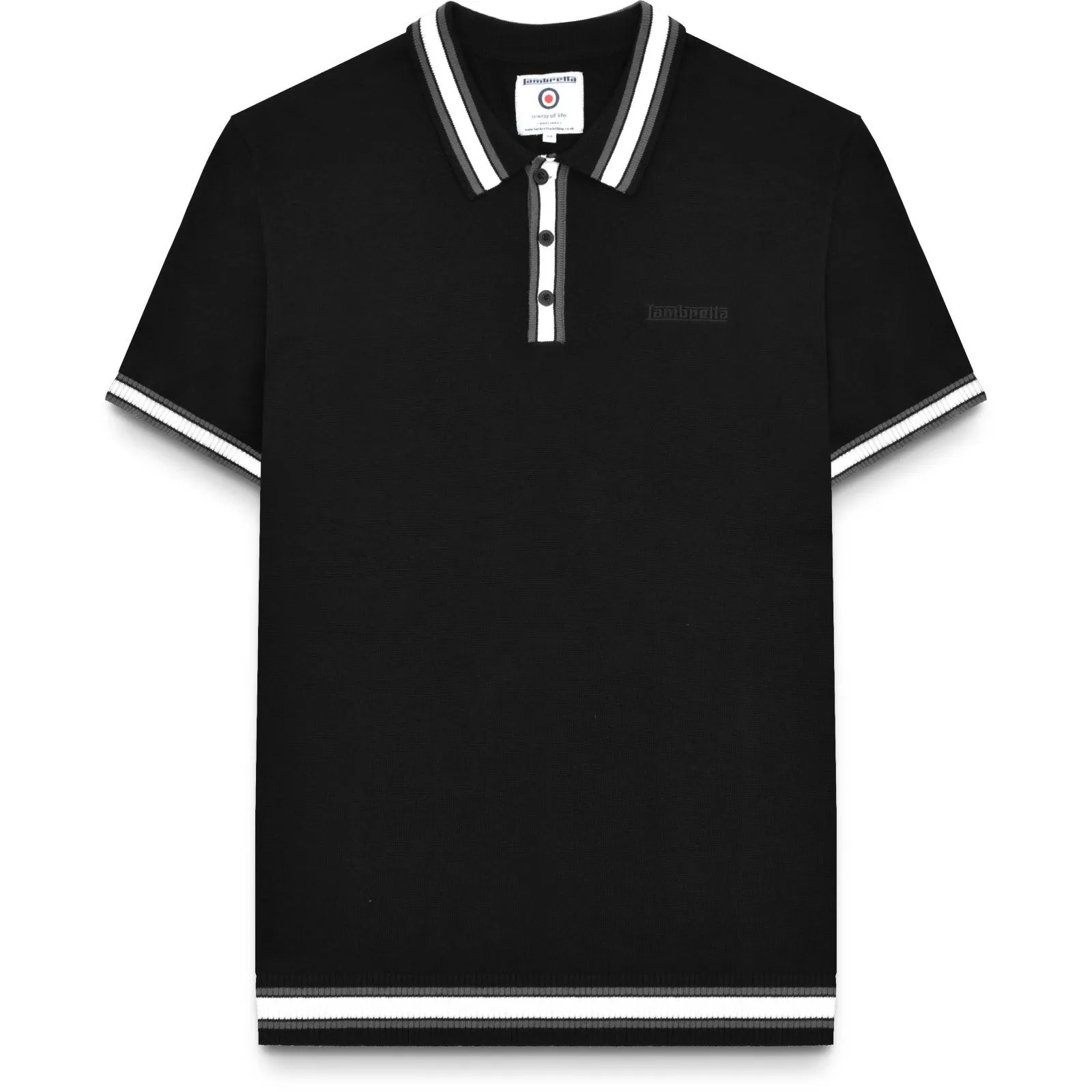 Lambretta Mens Tipped Knit Short Sleeve Polo Shirt