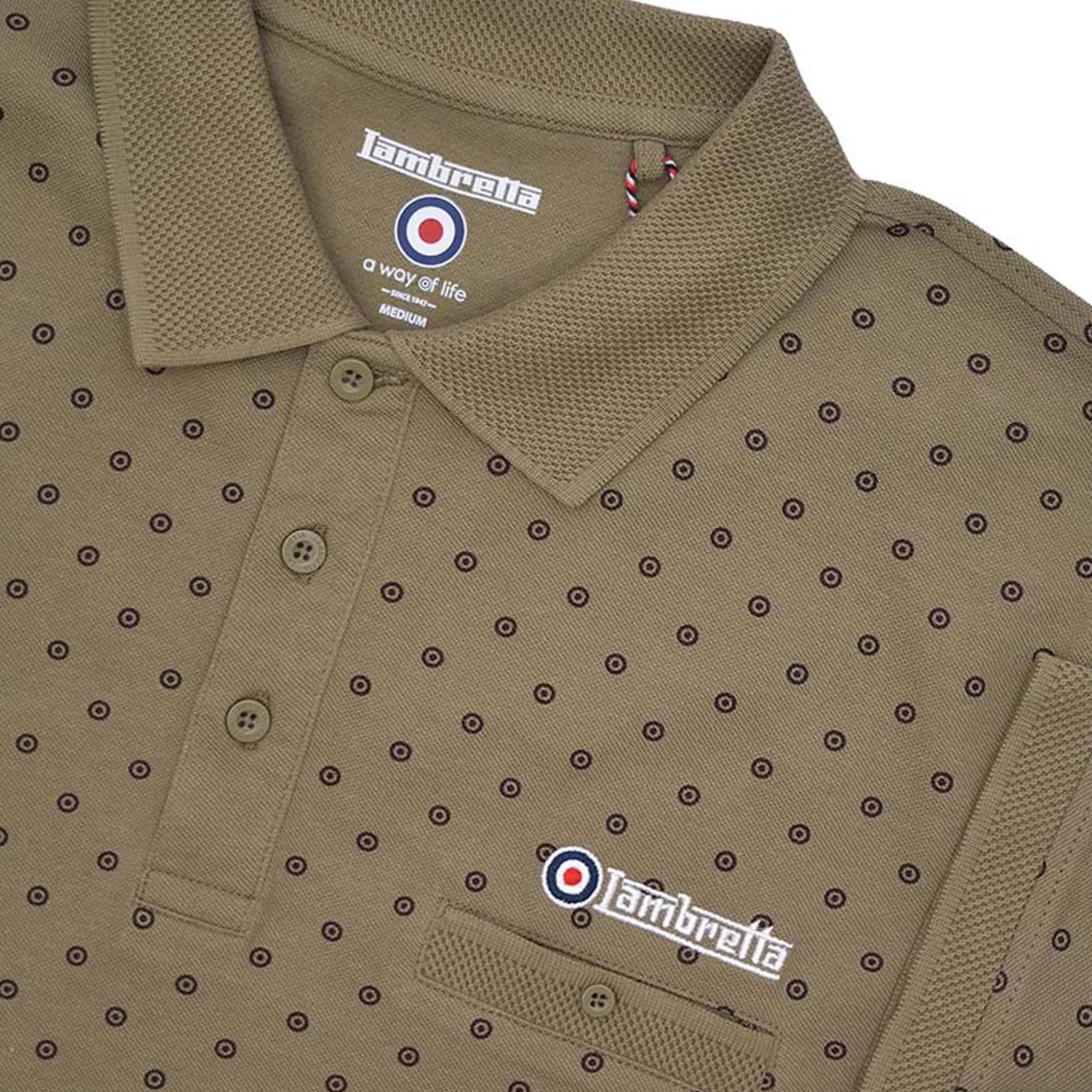 Lambretta Mens Tipped Pique Cotton T-Shirt