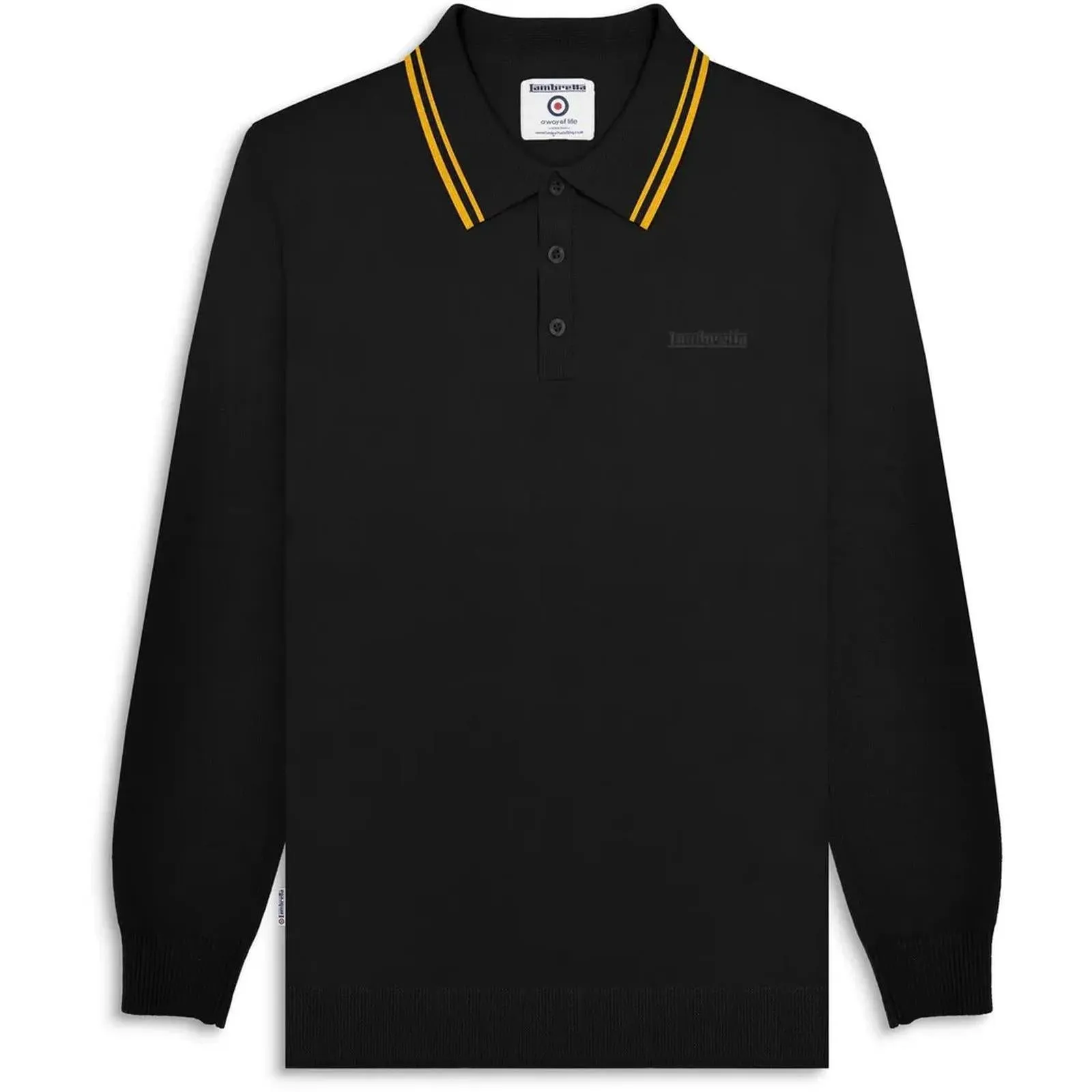 Lambretta Mens Tipped Polo Shirt Collar Button