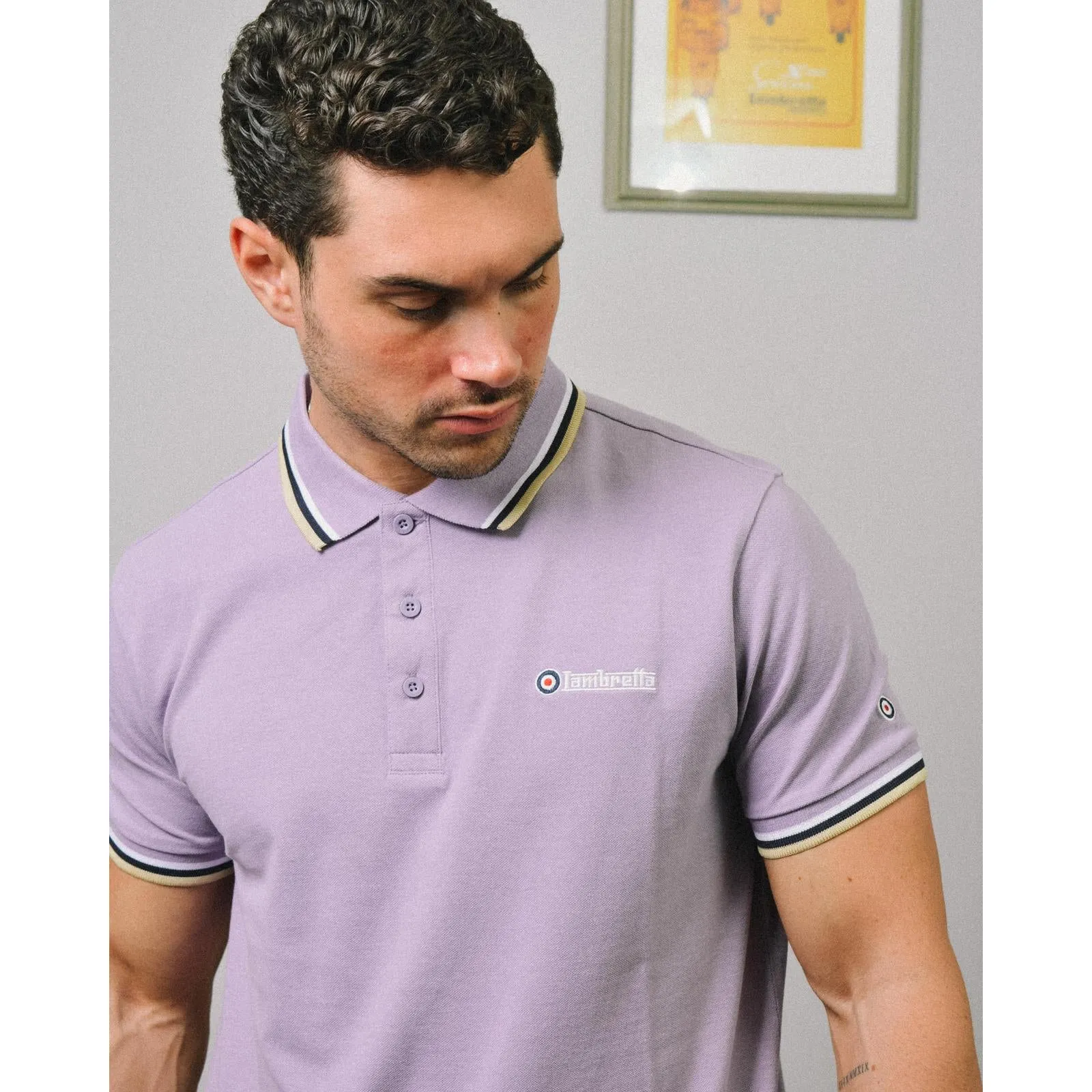 Lambretta Mens Triple Tipped Polo Shirt