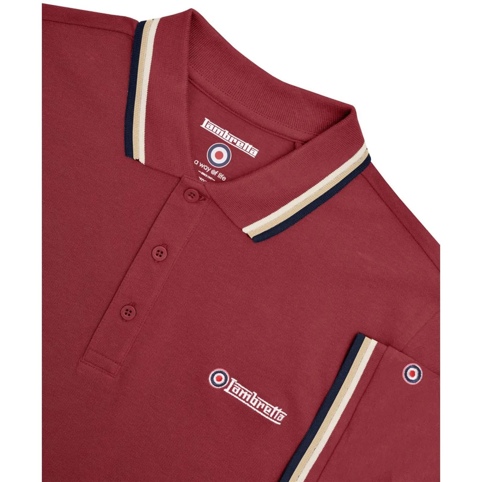 Lambretta Mens Triple Tipped Polo Shirt