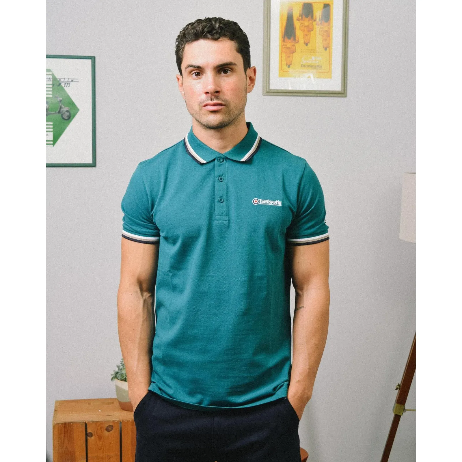 Lambretta Mens Triple Tipped Polo Shirt