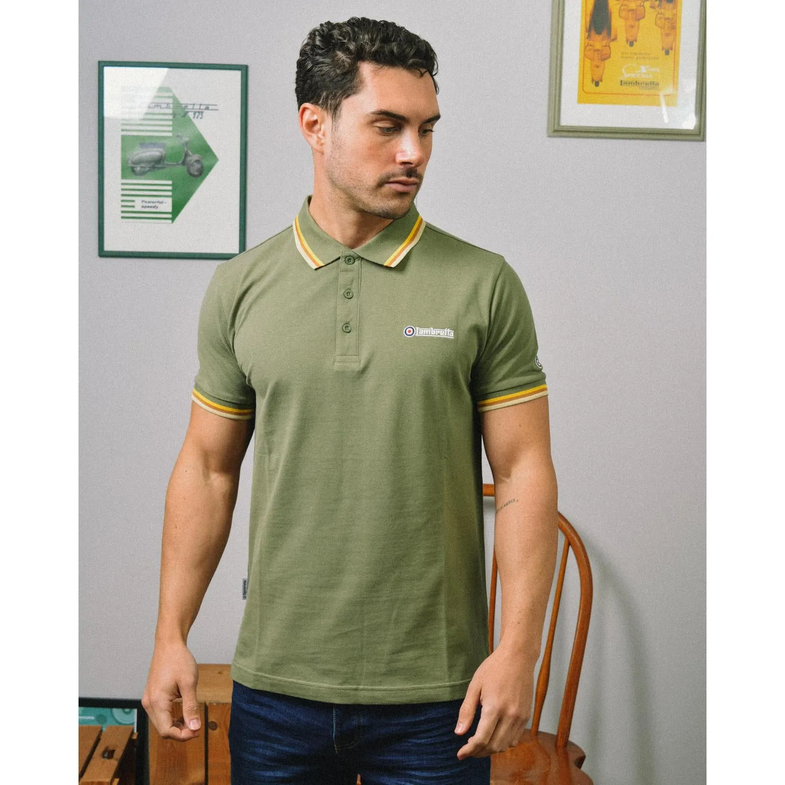 Lambretta Mens Triple Tipped Polo Shirt