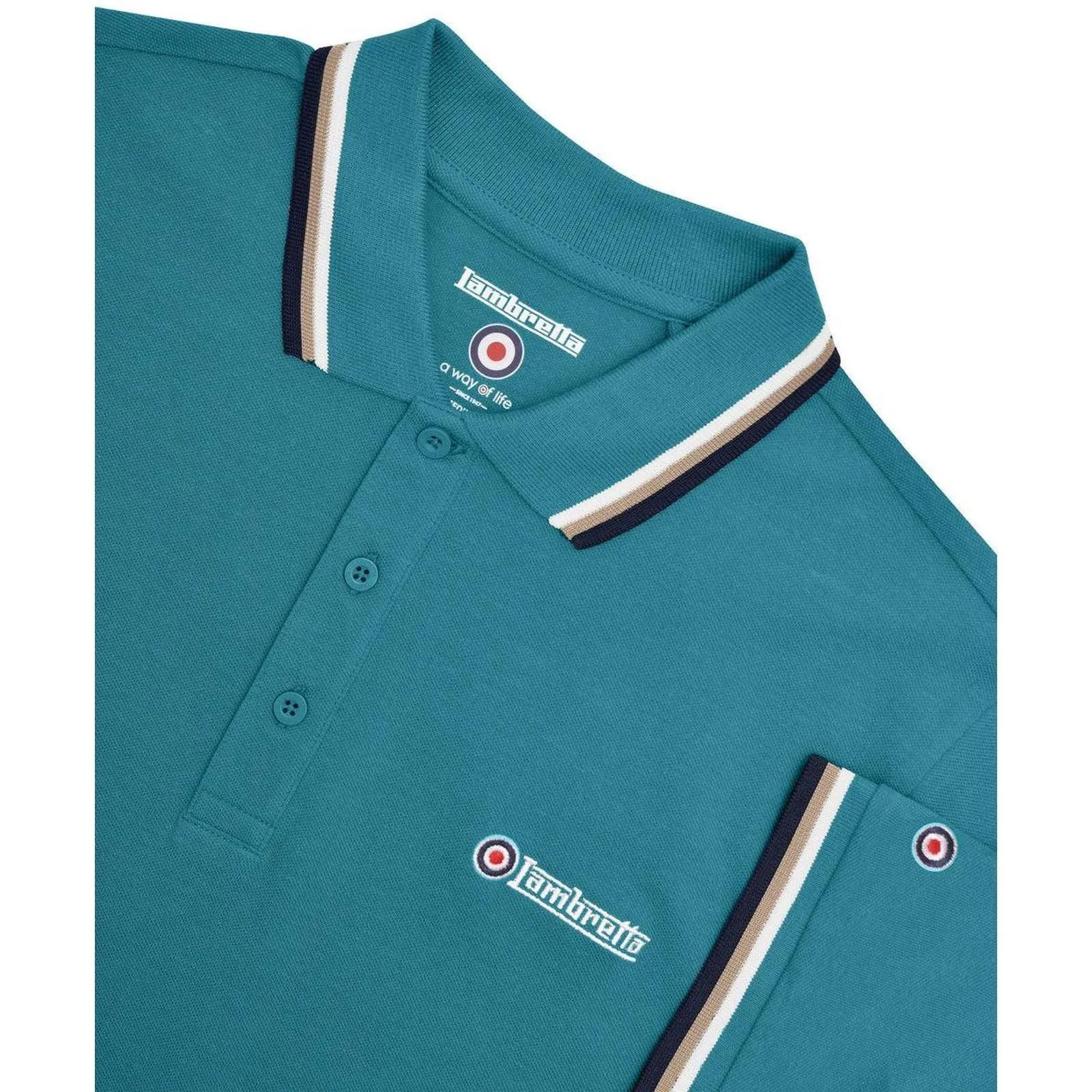 Lambretta Mens Triple Tipped Polo Shirt