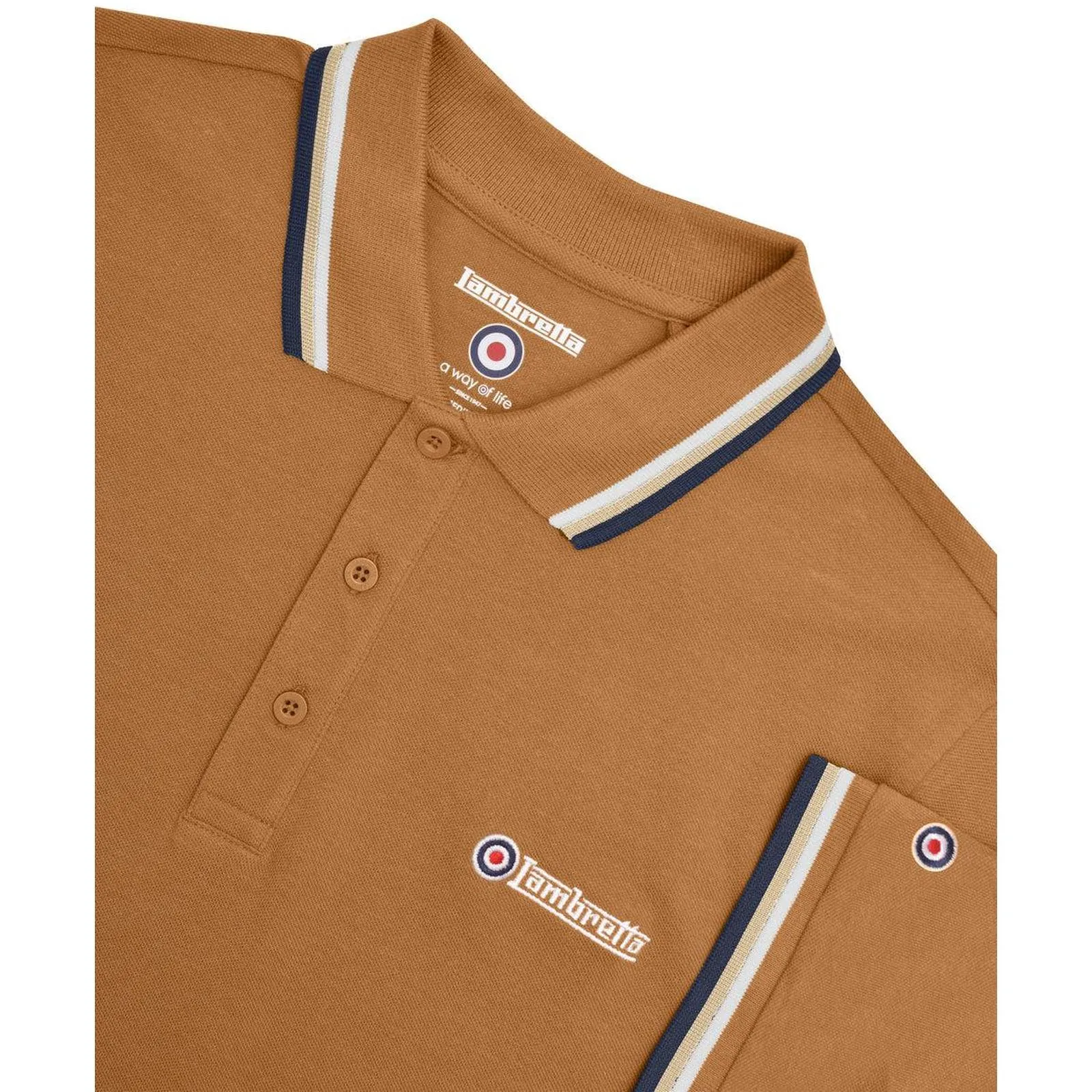 Lambretta Mens Triple Tipped Polo Shirt