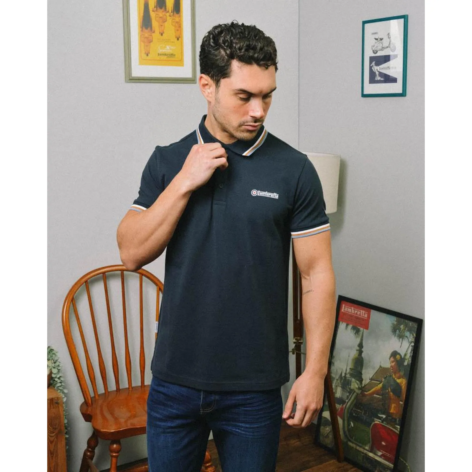Lambretta Mens Triple Tipped Polo Shirt