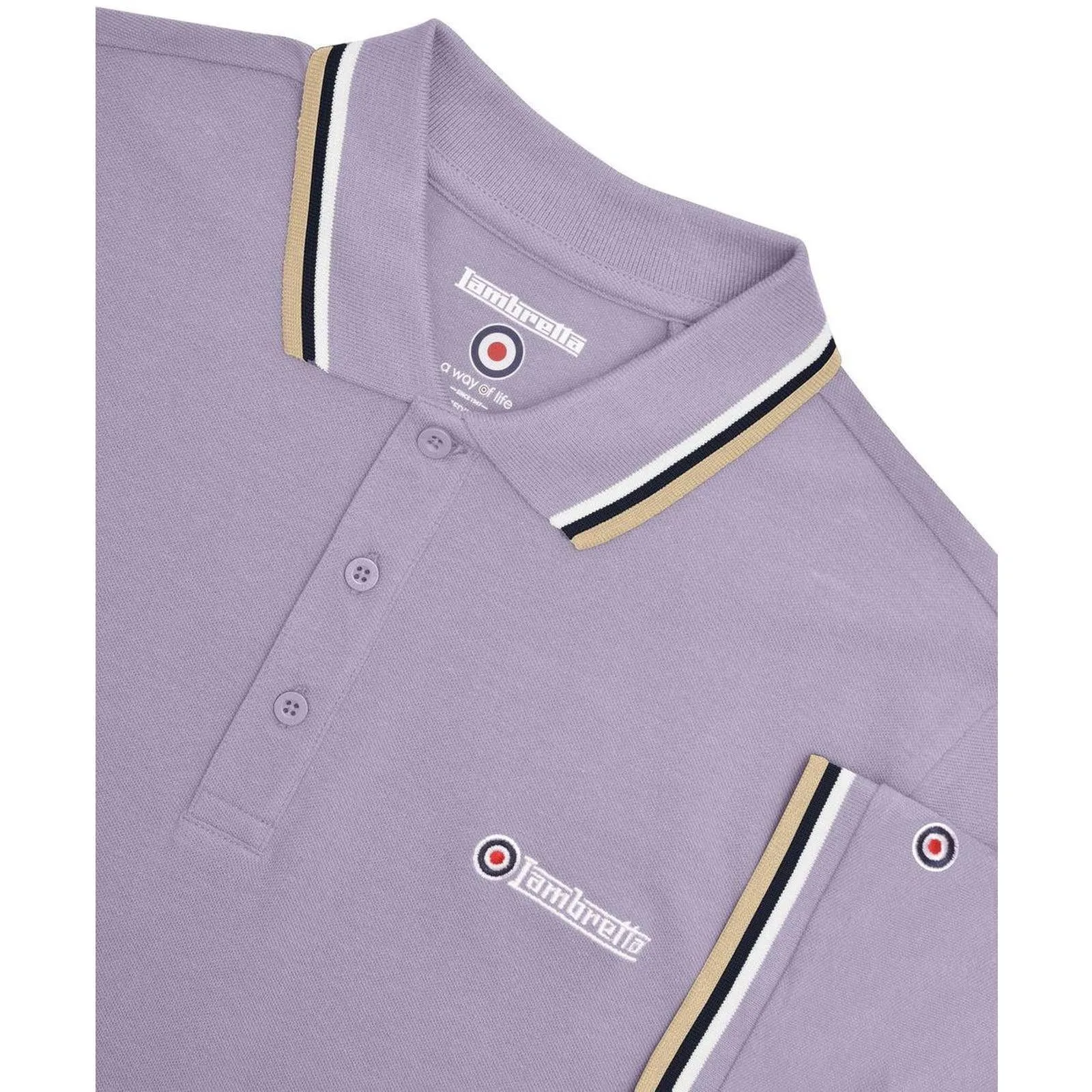 Lambretta Mens Triple Tipped Polo Shirt