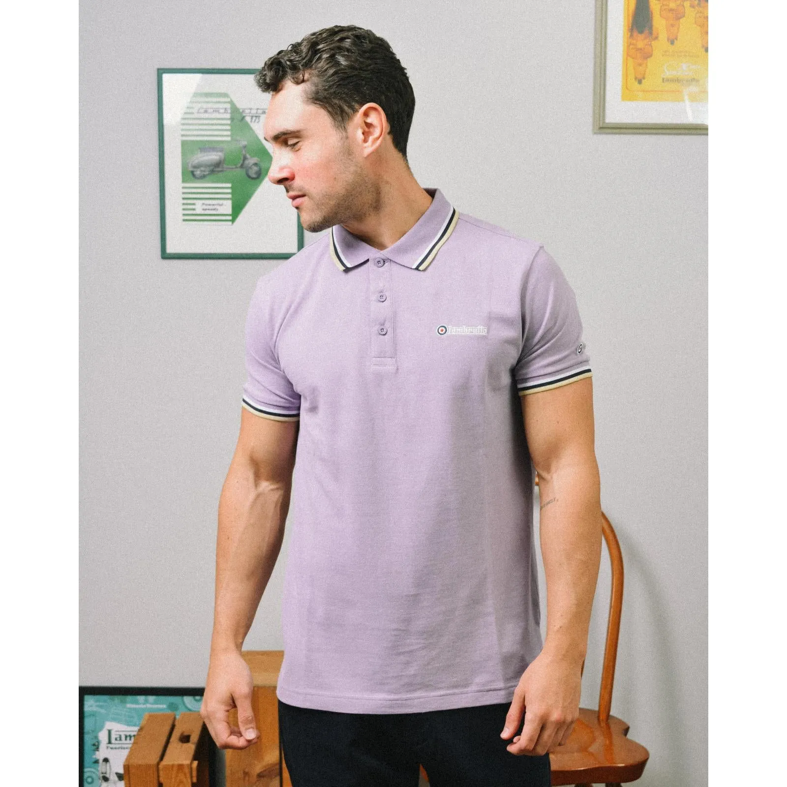 Lambretta Mens Triple Tipped Polo Shirt