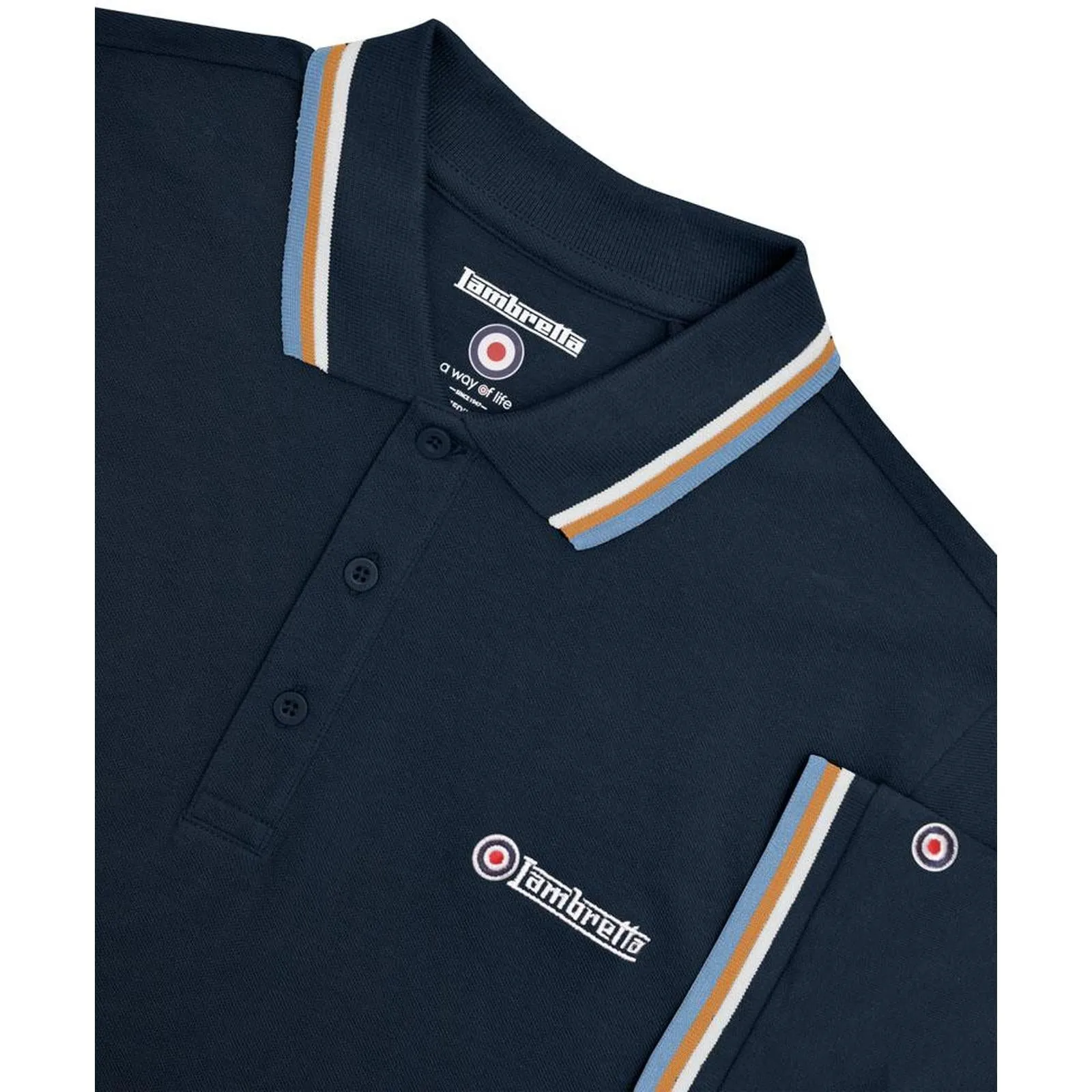 Lambretta Mens Triple Tipped Polo Shirt