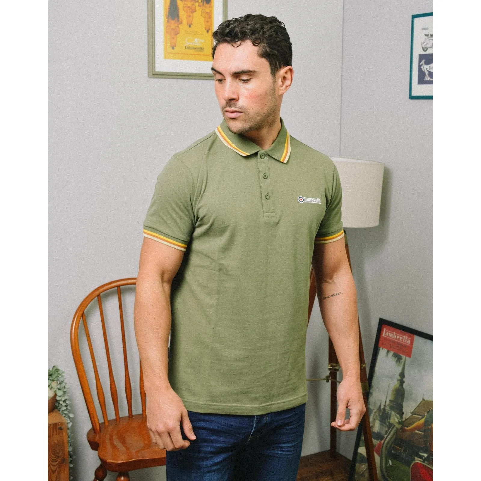 Lambretta Mens Triple Tipped Polo Shirt
