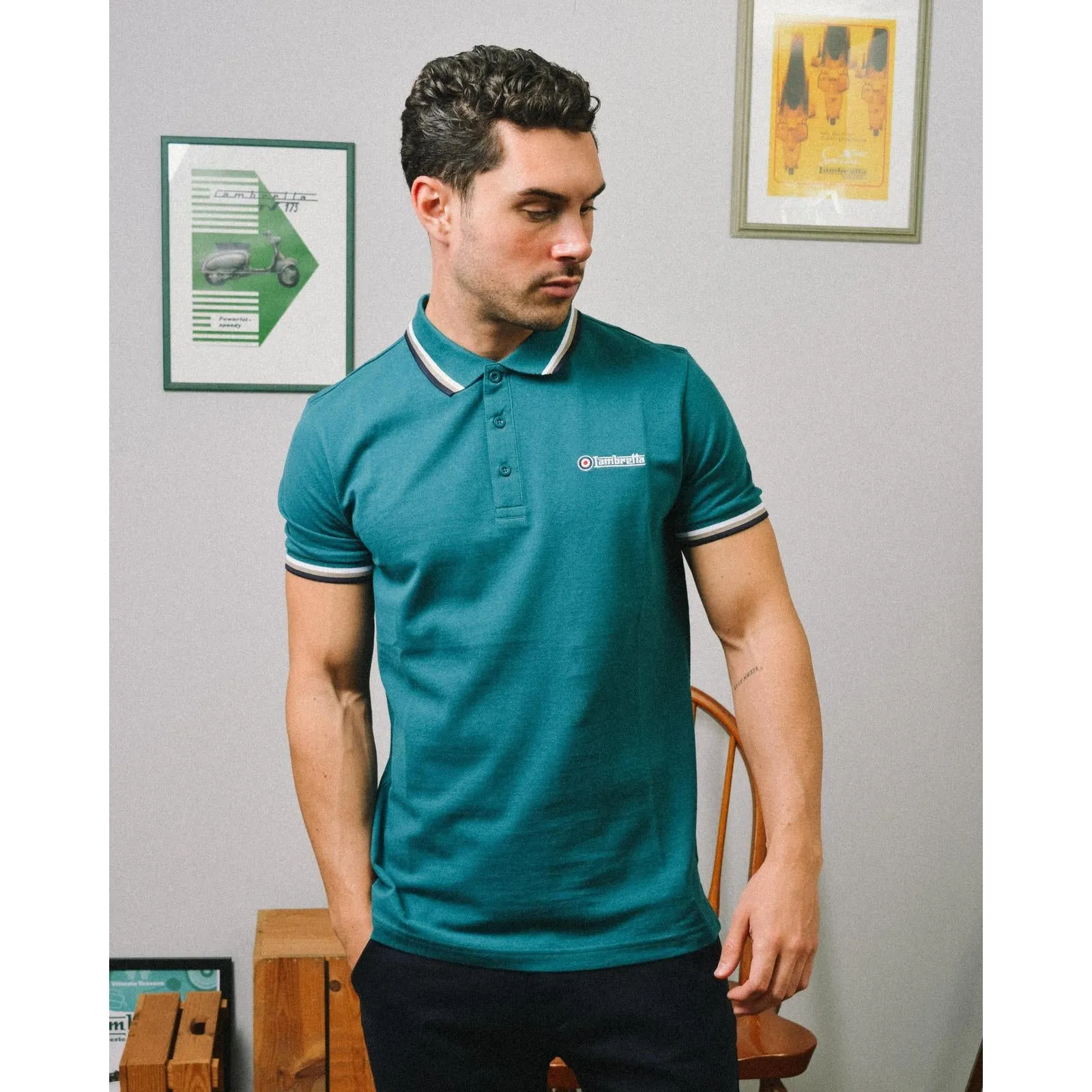 Lambretta Mens Triple Tipped Polo Shirt