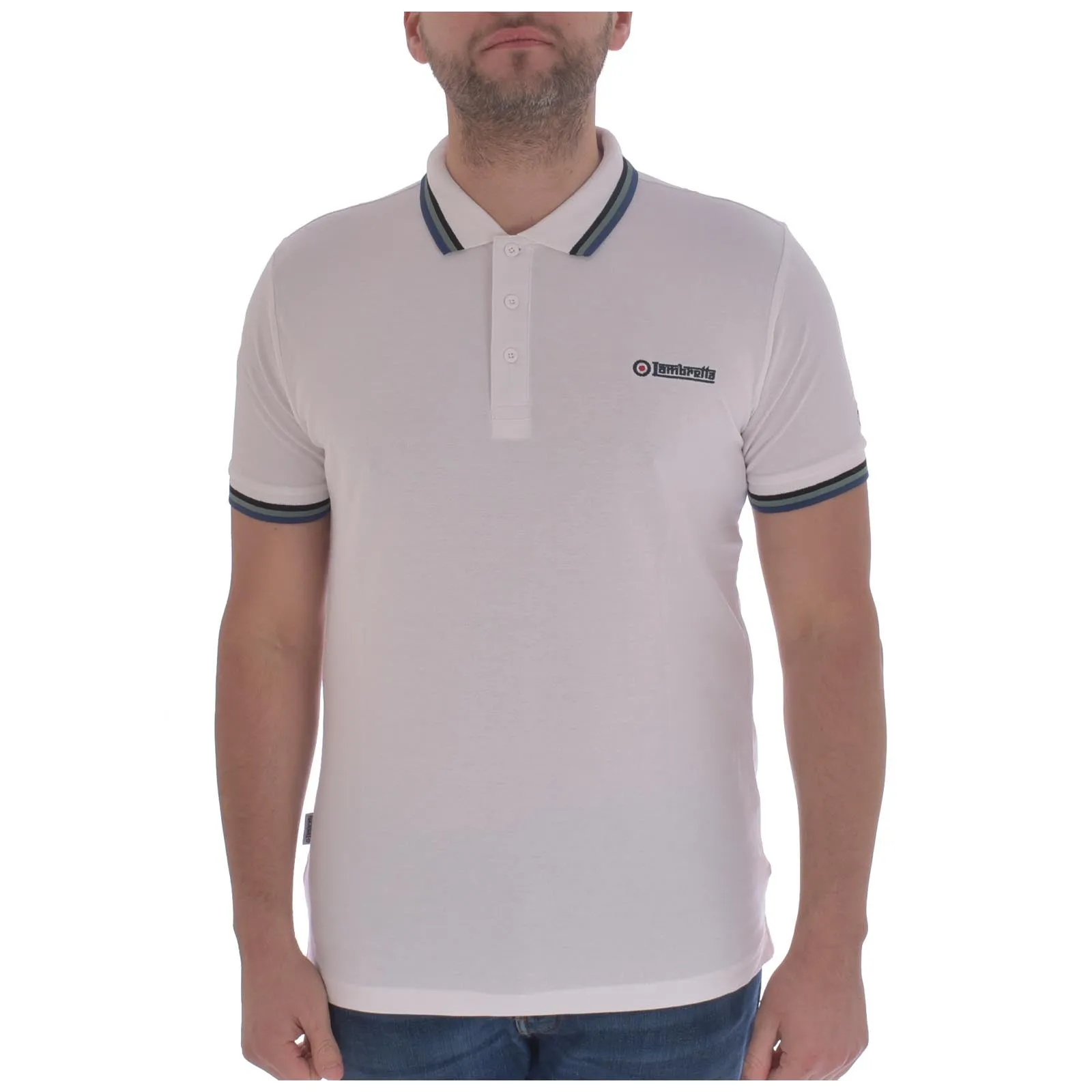 Lambretta Mens Triple Tipped Retro Polo Shirt