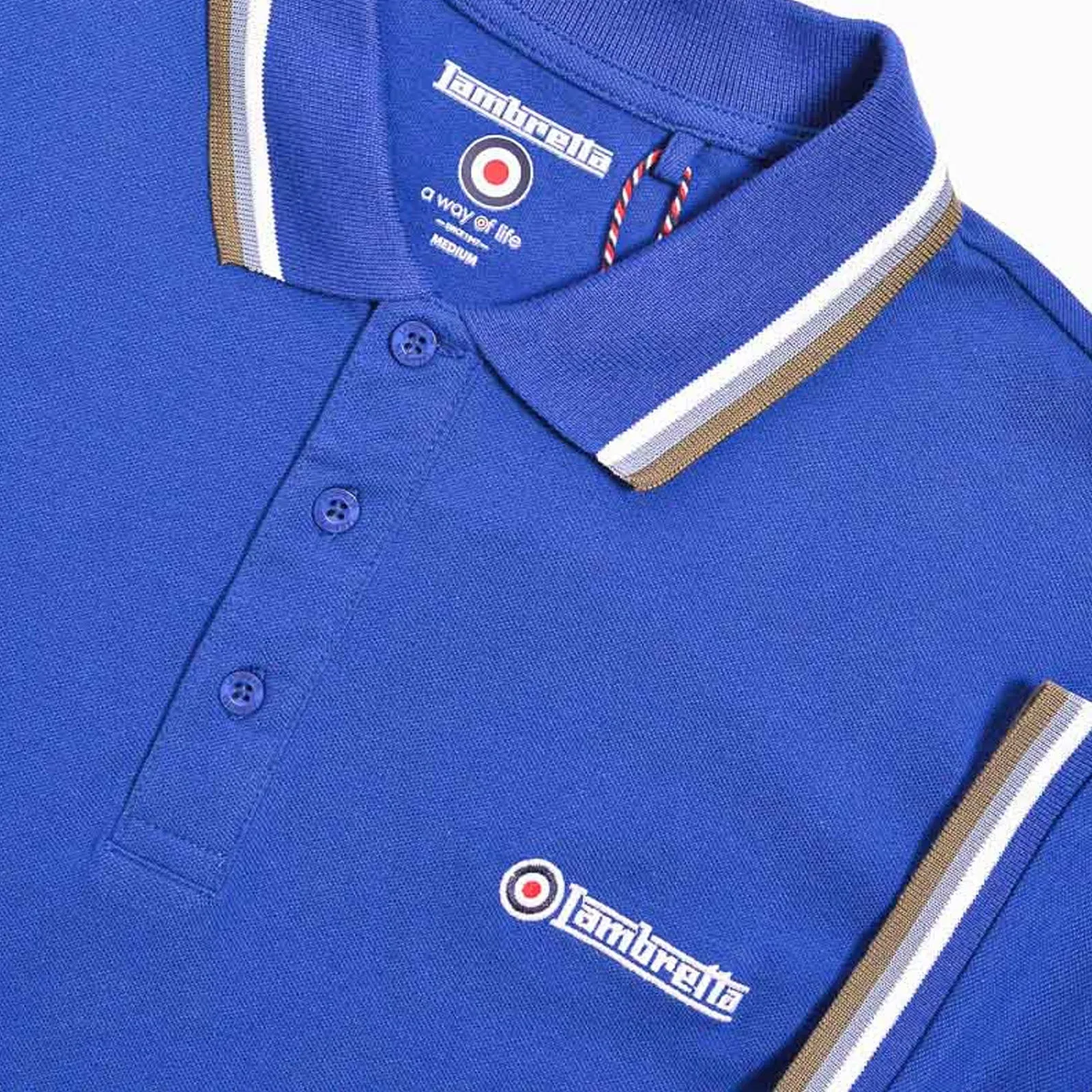 Lambretta Mens Triple Tipped Retro Polo Shirt