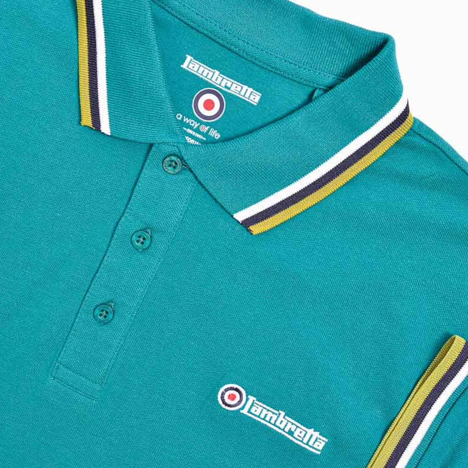 Lambretta Mens Triple Tipped Retro Polo Shirt