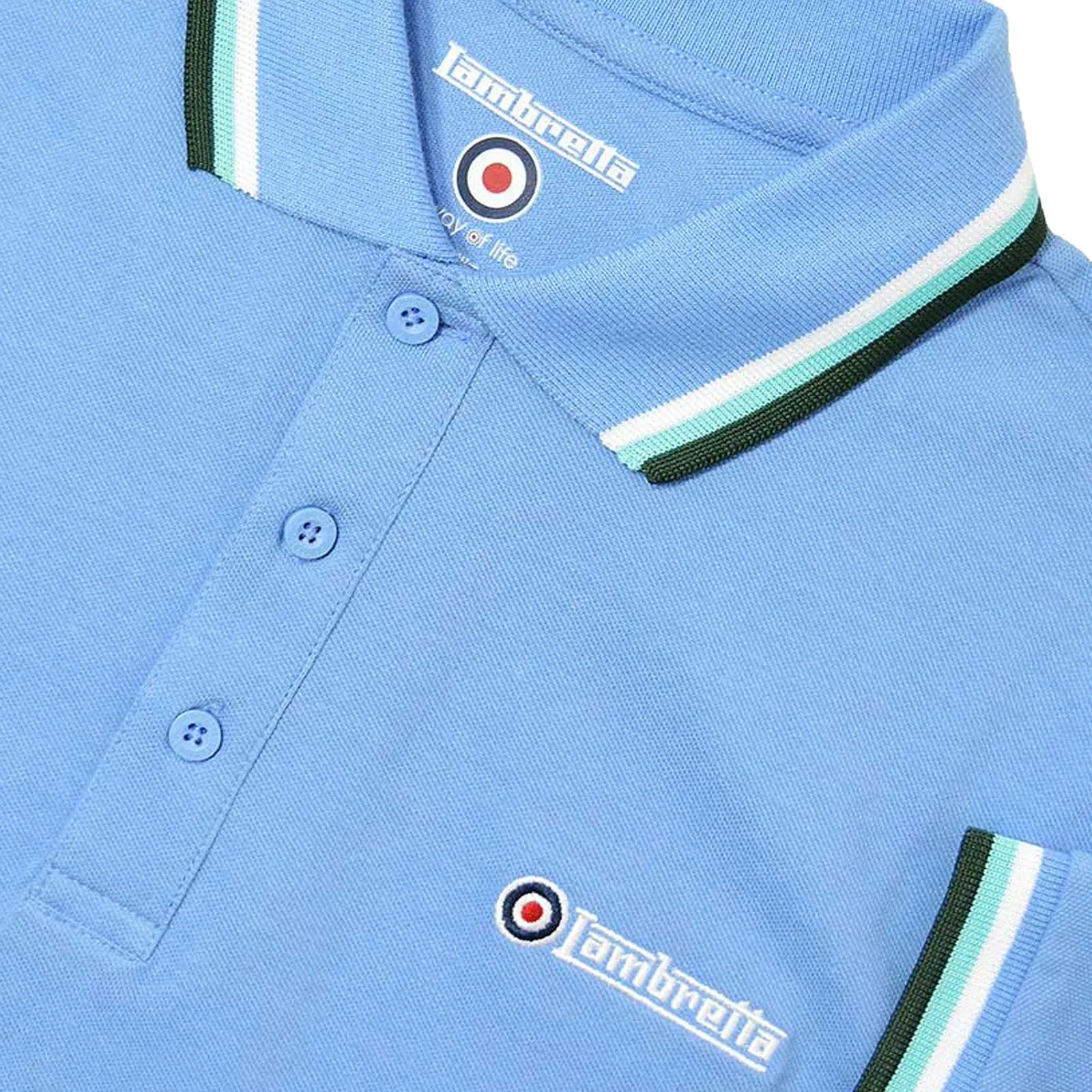 Lambretta Mens Triple Tipped Retro Polo Shirt