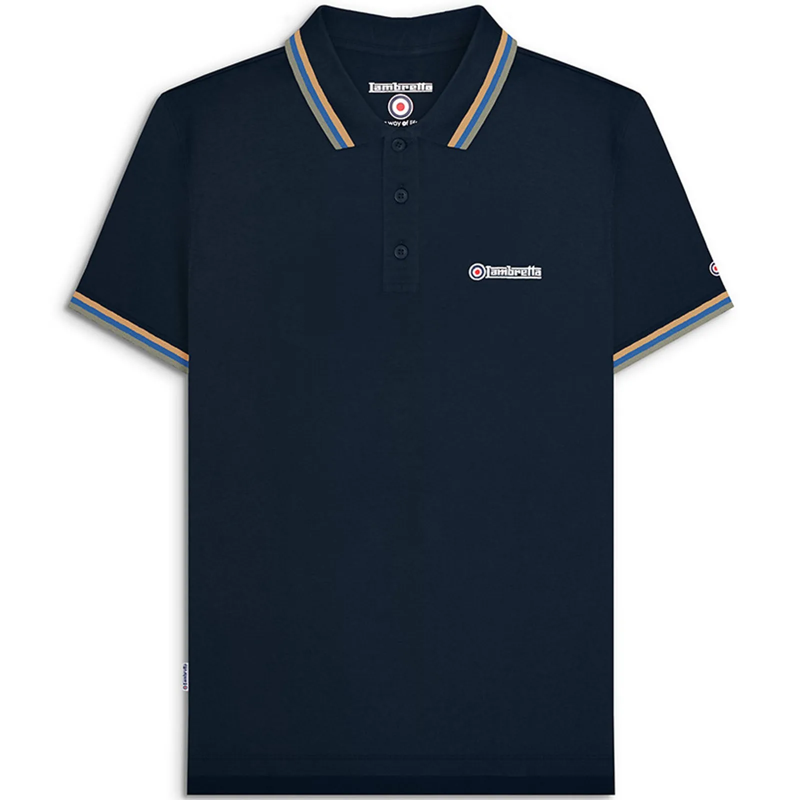 Lambretta Mens Triple Tipped Retro Polo Shirt