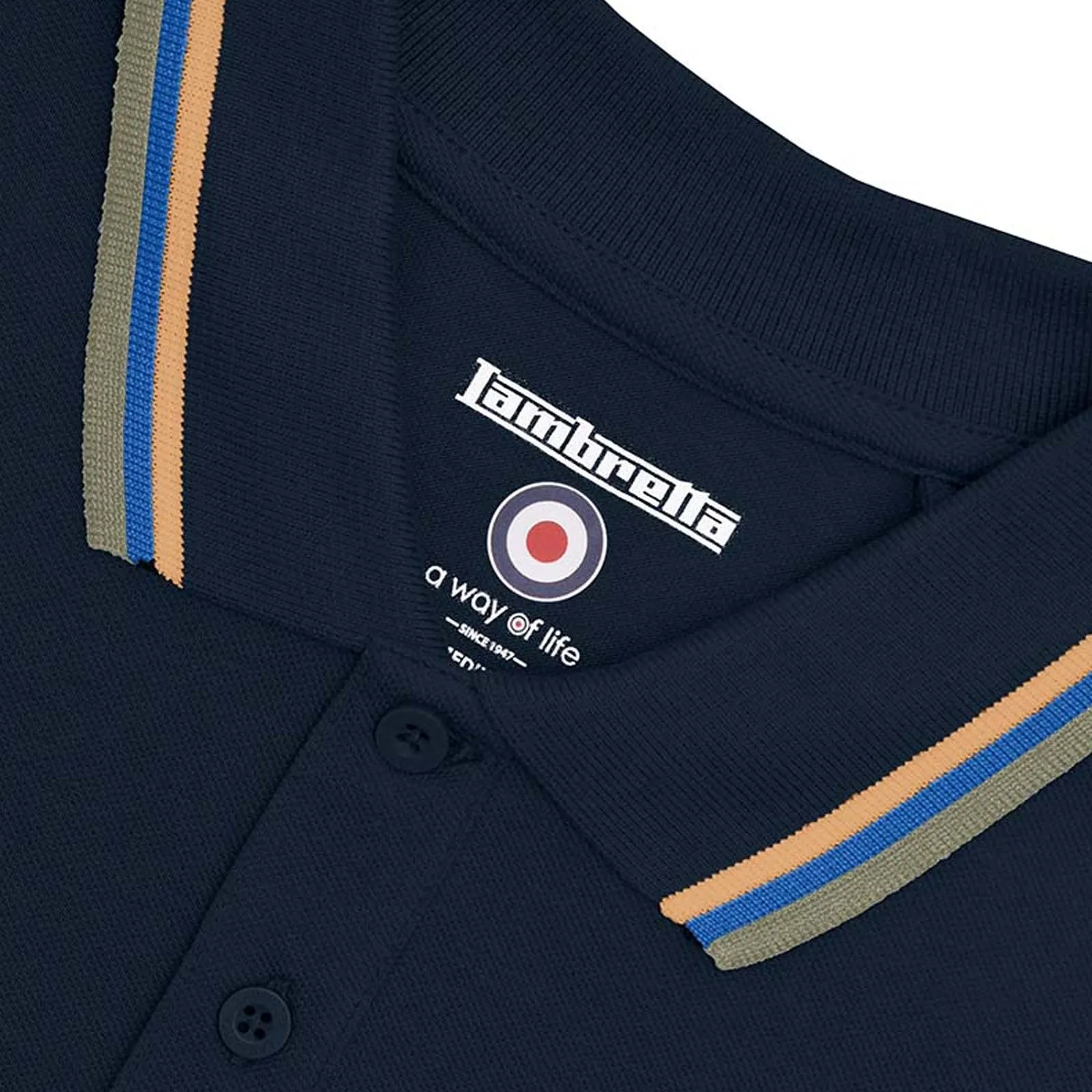 Lambretta Mens Triple Tipped Retro Polo Shirt
