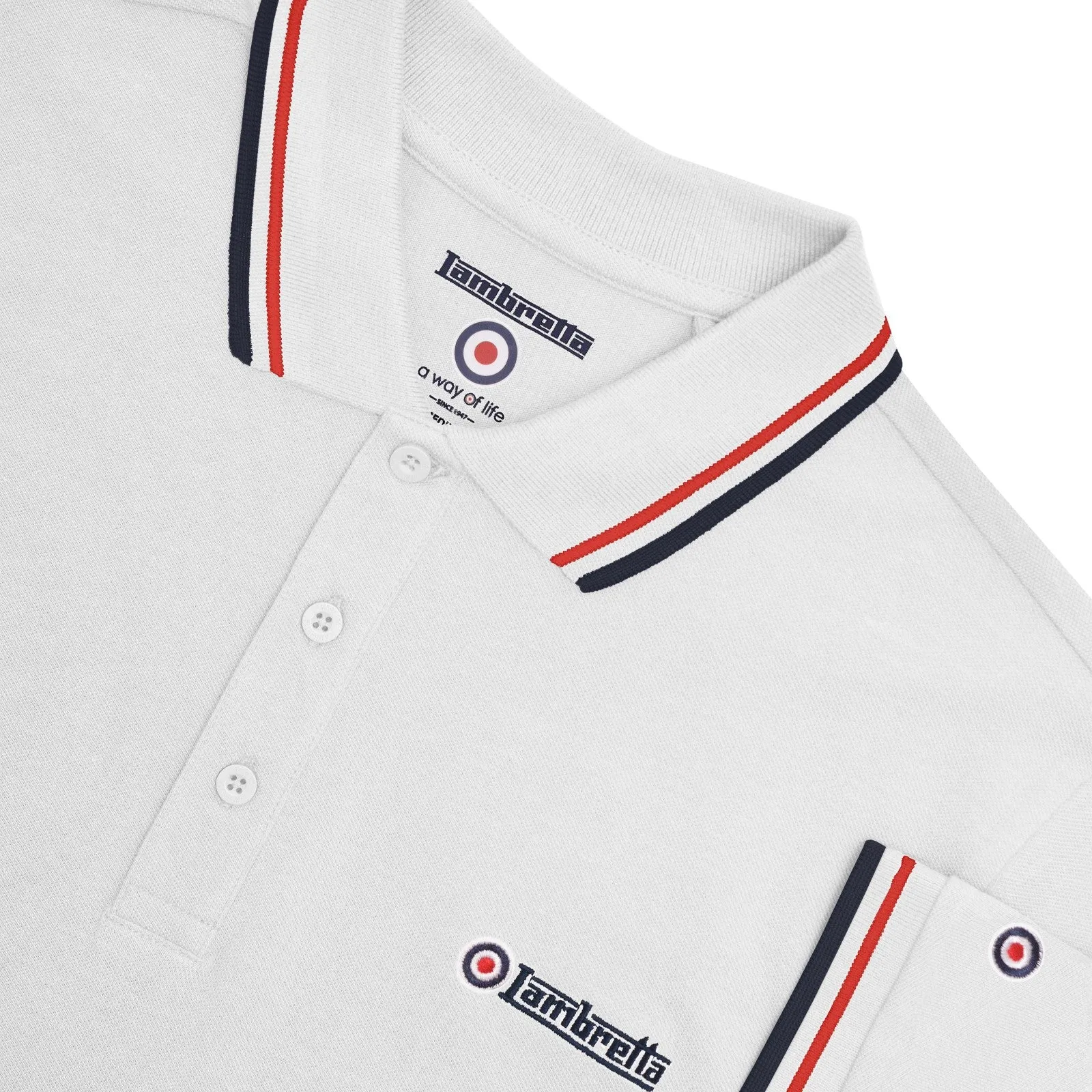 Lambretta Mens Twin Tipped Cotton Polo Shirt