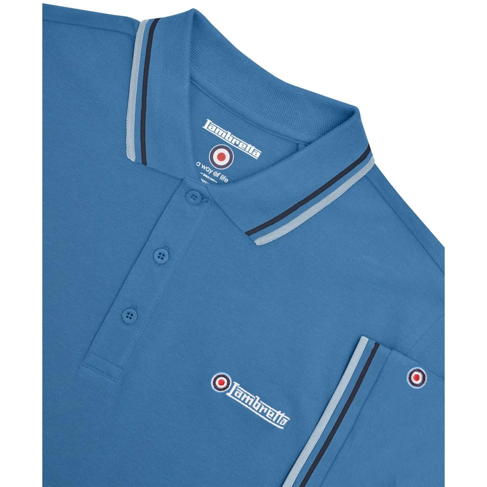 Lambretta Mens Twin Tipped Retro Polo Shirt