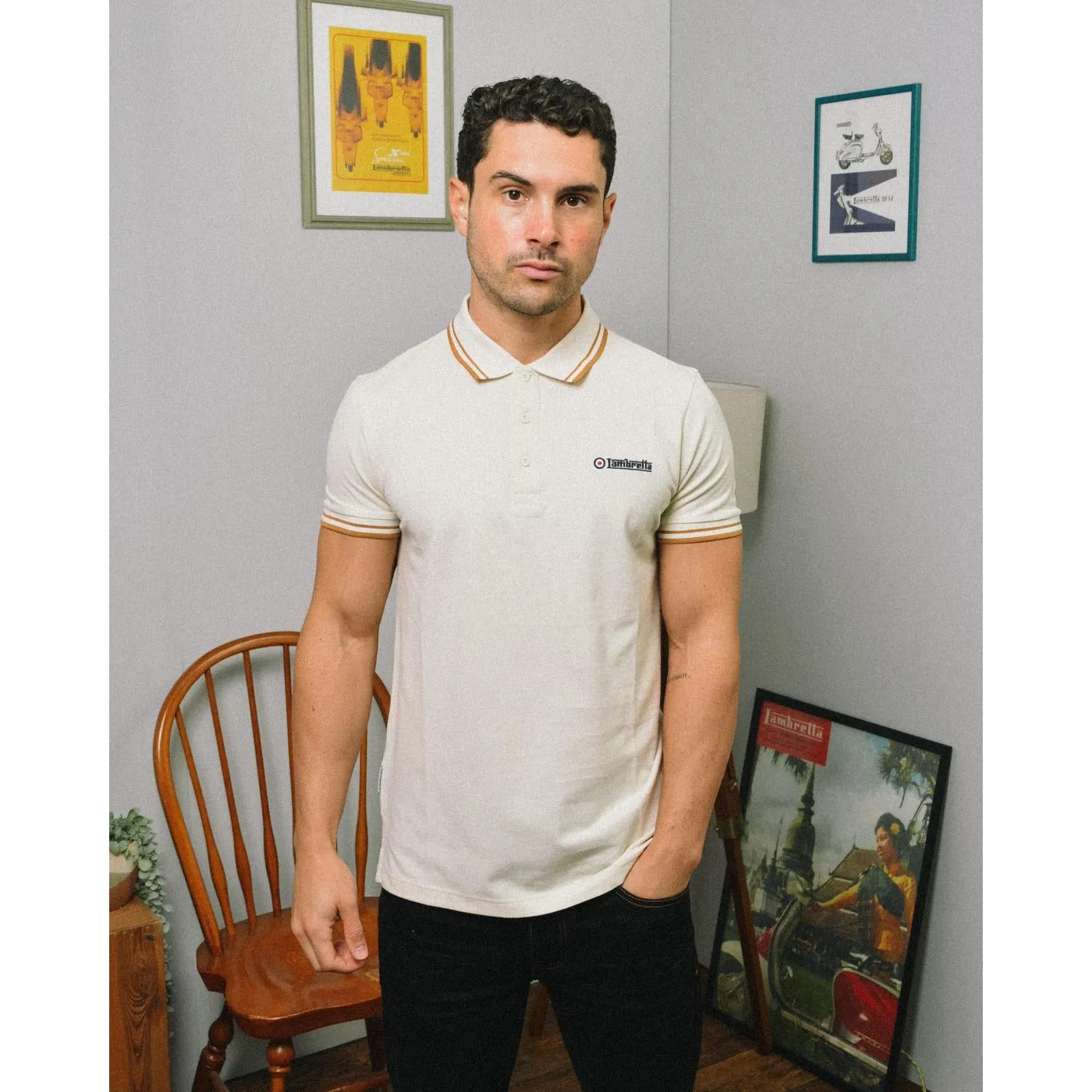 Lambretta Mens Twin Tipped Retro Polo Shirt
