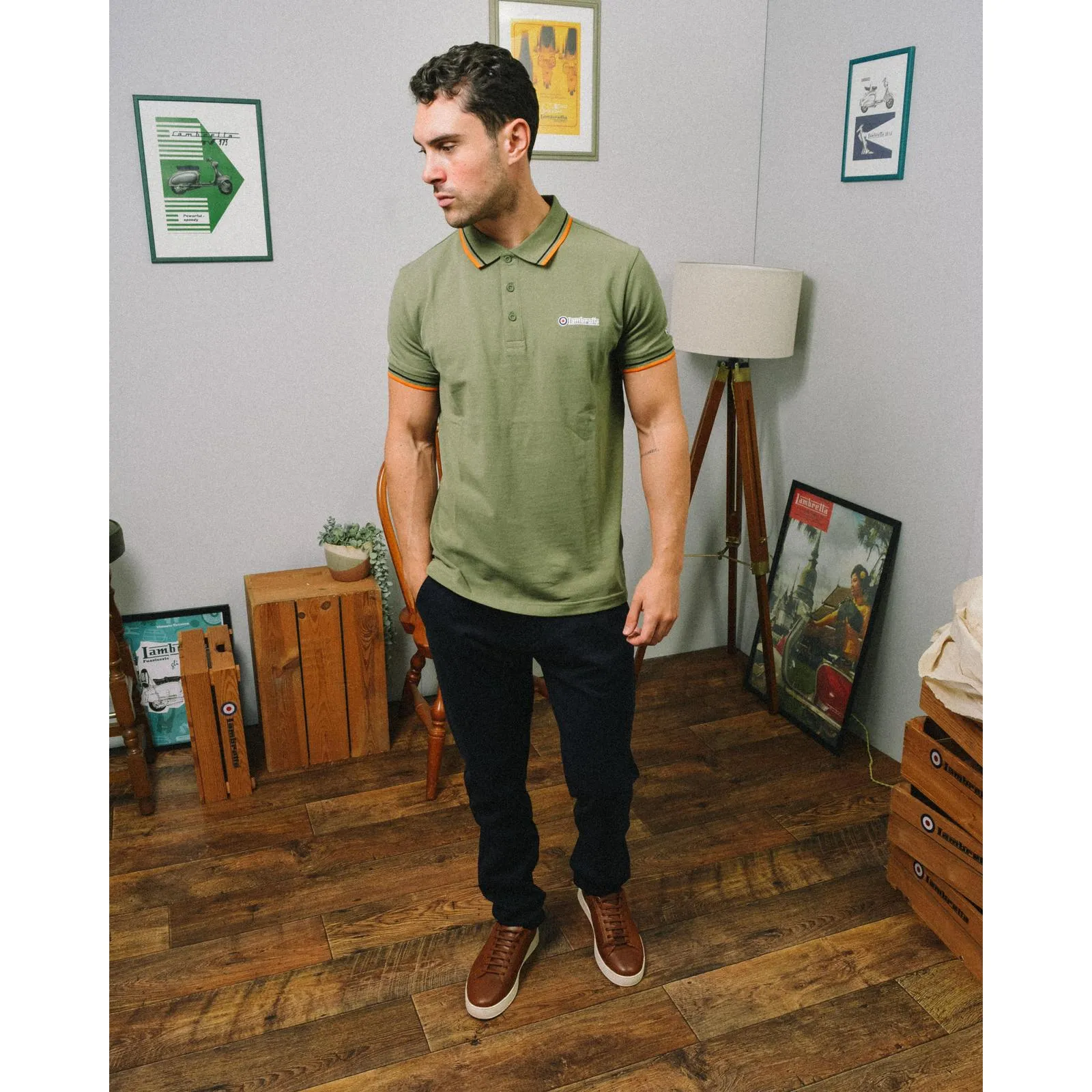 Lambretta Mens Twin Tipped Retro Polo Shirt