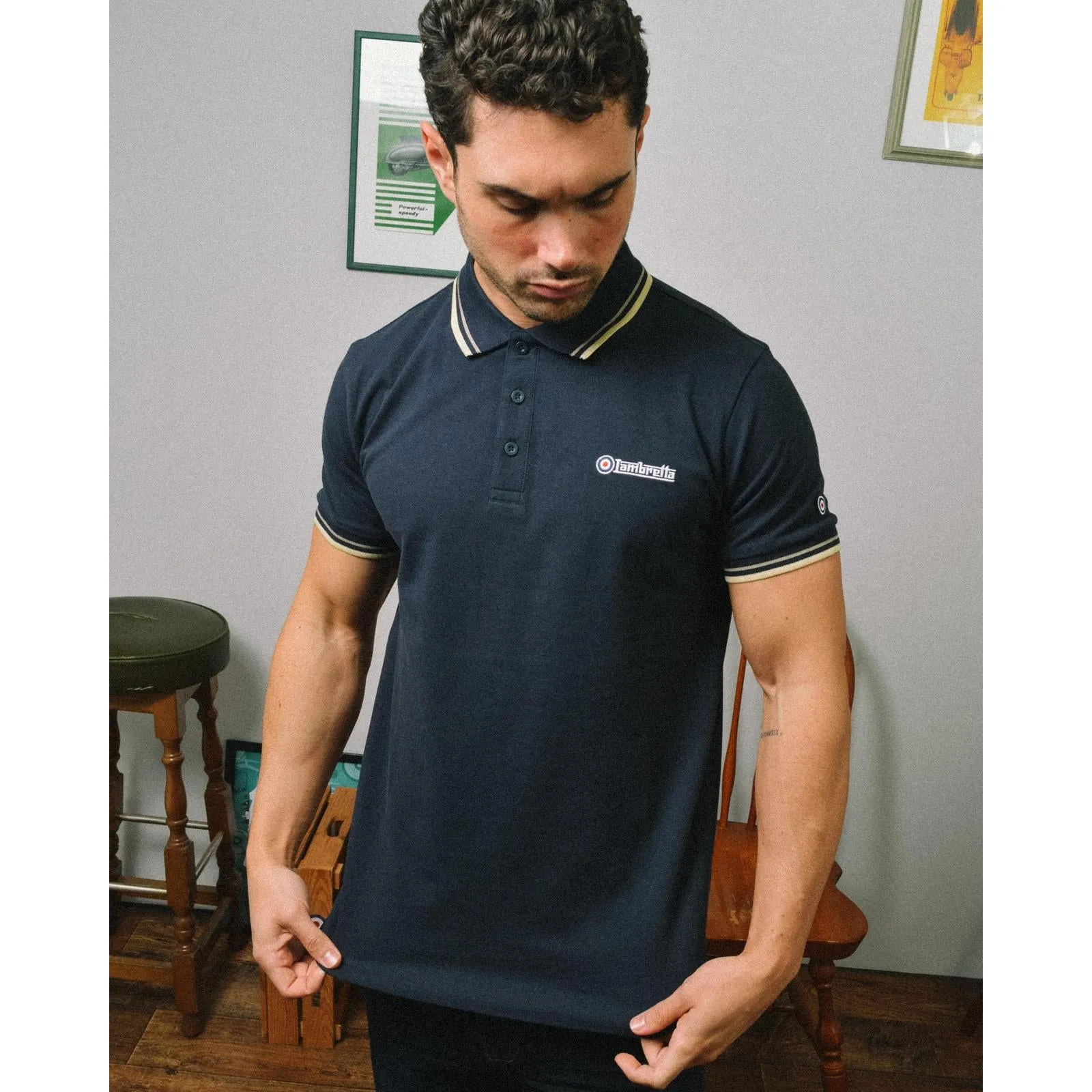 Lambretta Mens Twin Tipped Retro Polo Shirt