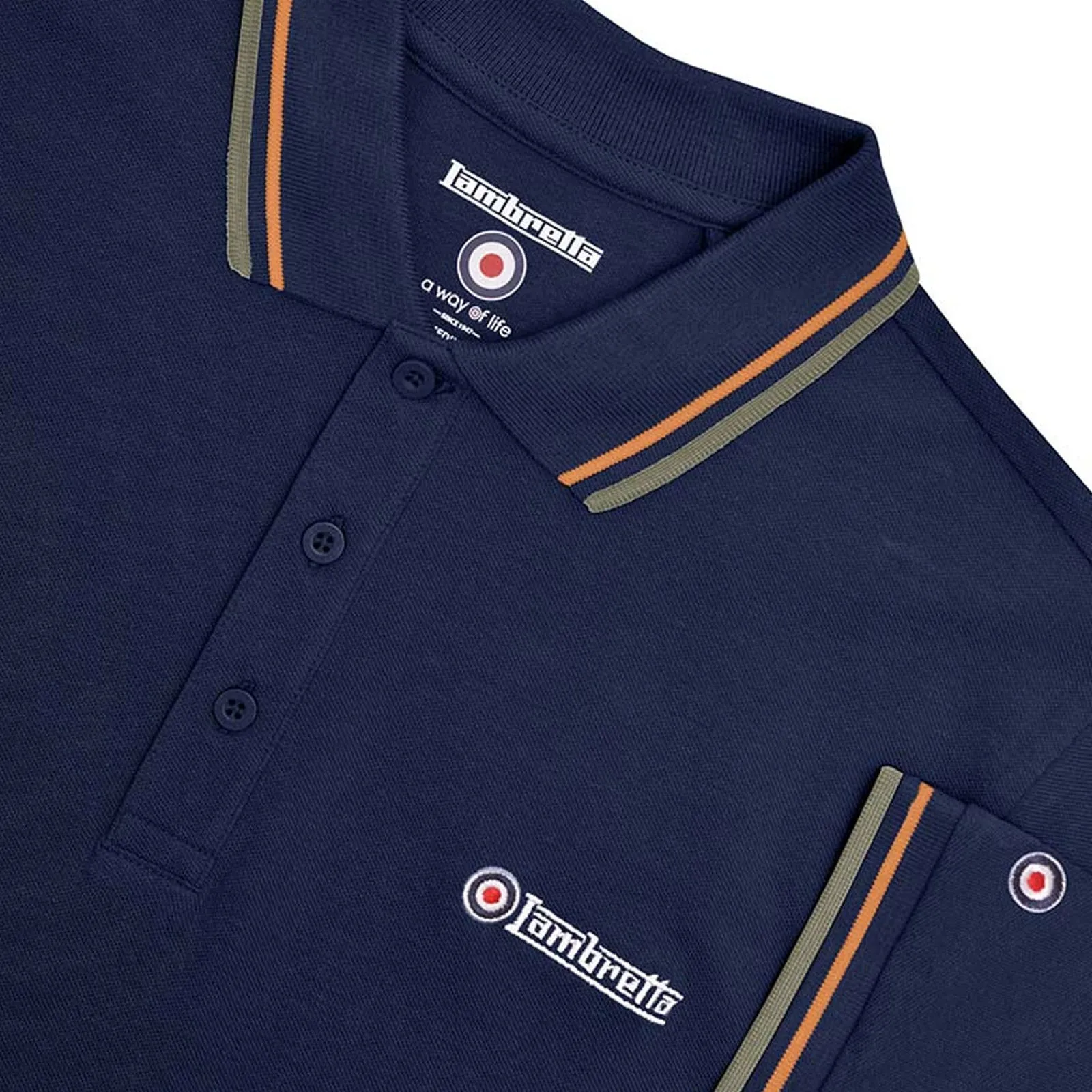 Lambretta Mens Twin Tipped Retro Polo Shirt