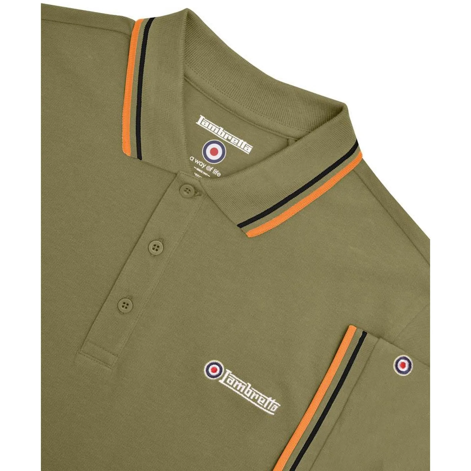 Lambretta Mens Twin Tipped Retro Polo Shirt