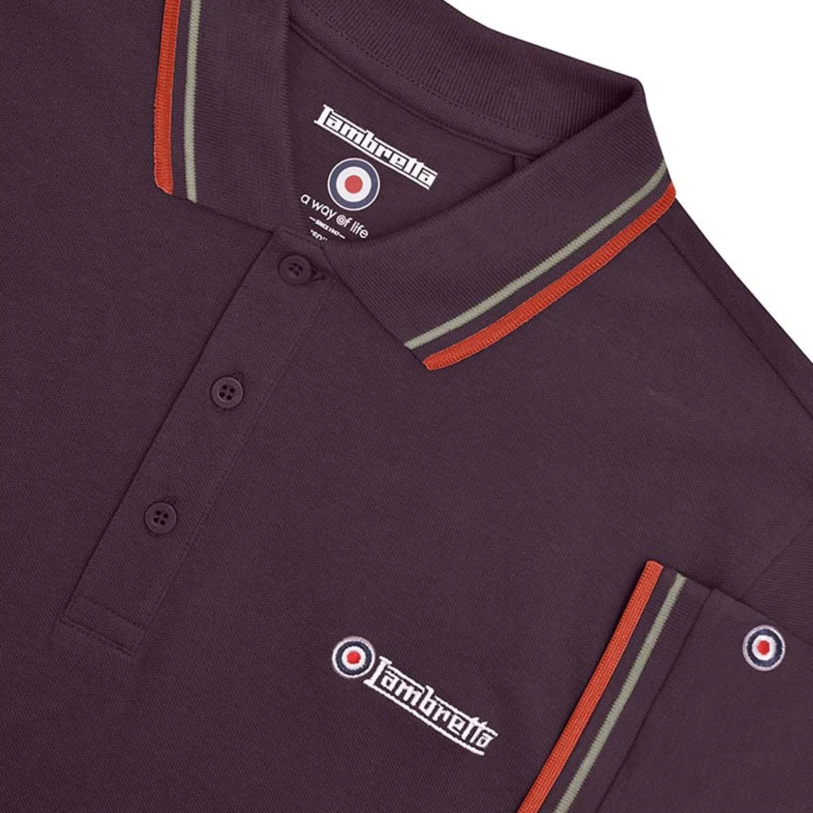 Lambretta Mens Twin Tipped Retro Polo Shirt