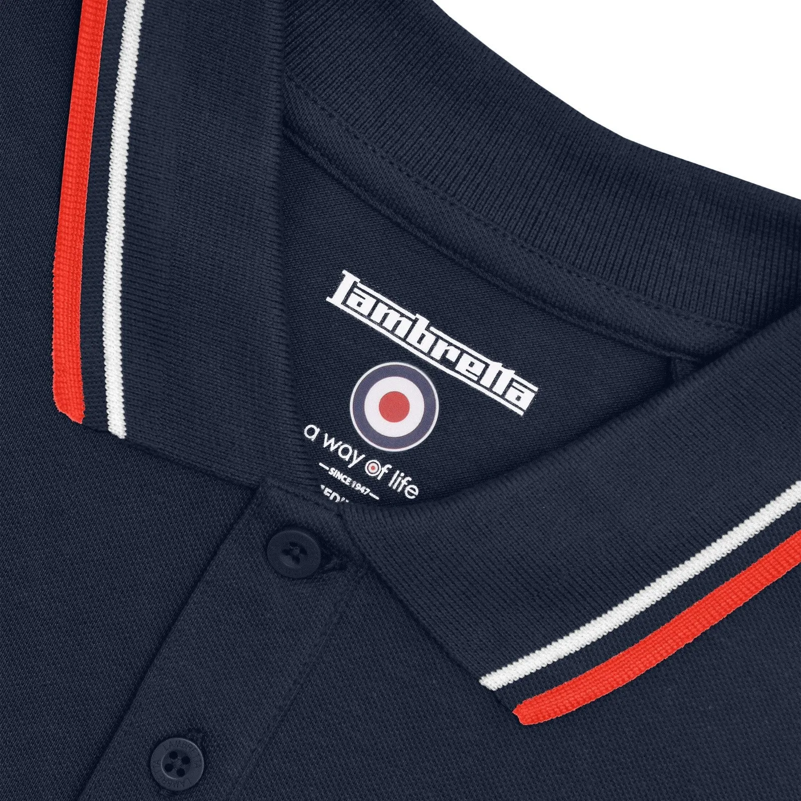 Lambretta Mens Twin Tipped Retro Polo Shirt