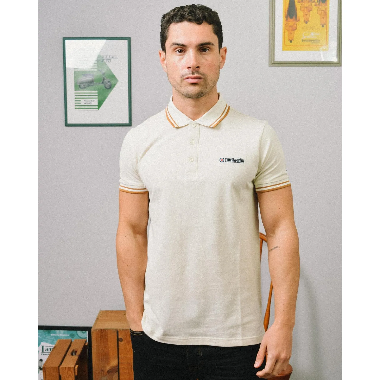 Lambretta Mens Twin Tipped Retro Polo Shirt
