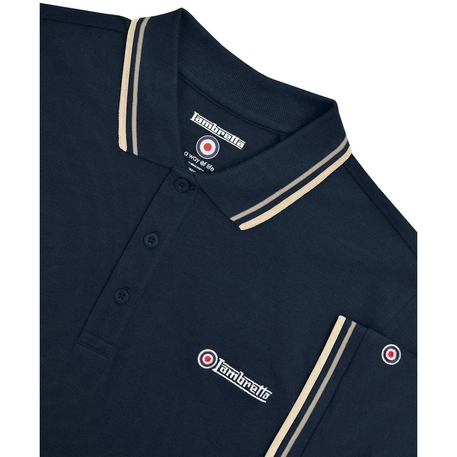 Lambretta Mens Twin Tipped Retro Polo Shirt