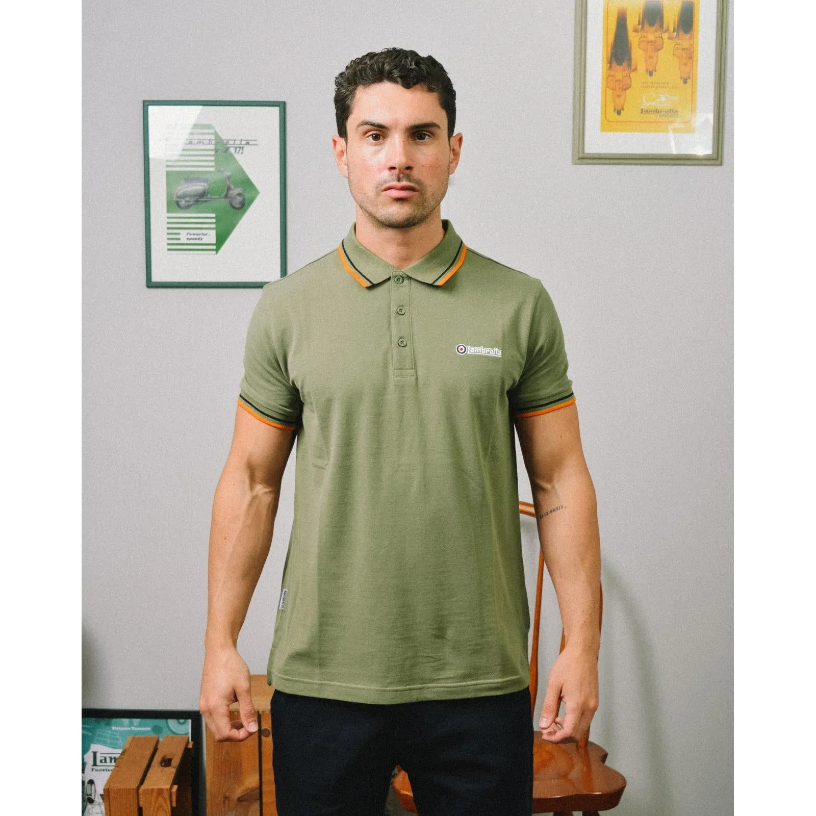 Lambretta Mens Twin Tipped Retro Polo Shirt