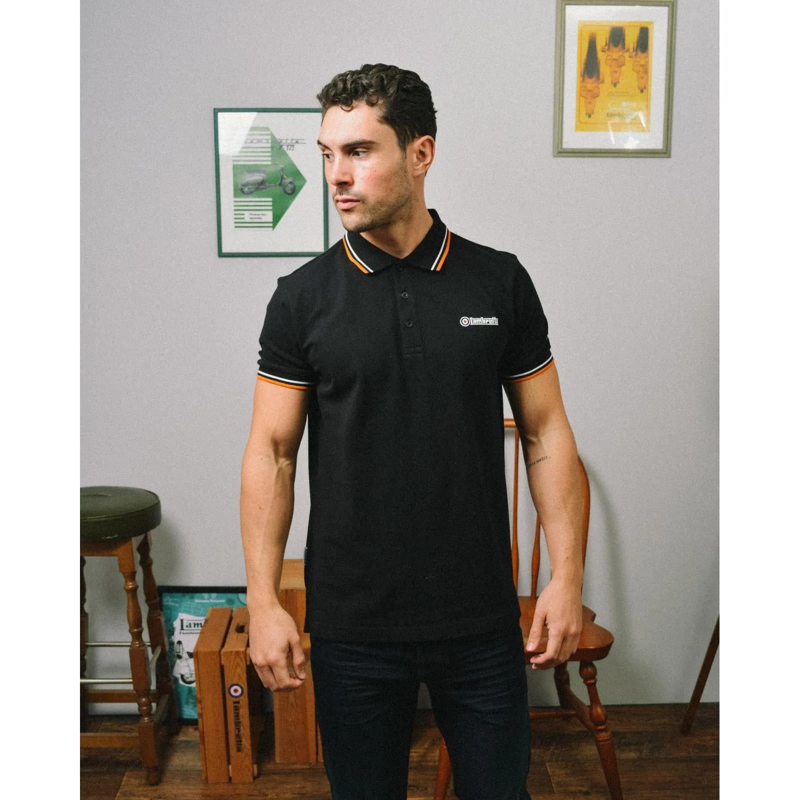 Lambretta Mens Twin Tipped Retro Polo Shirt