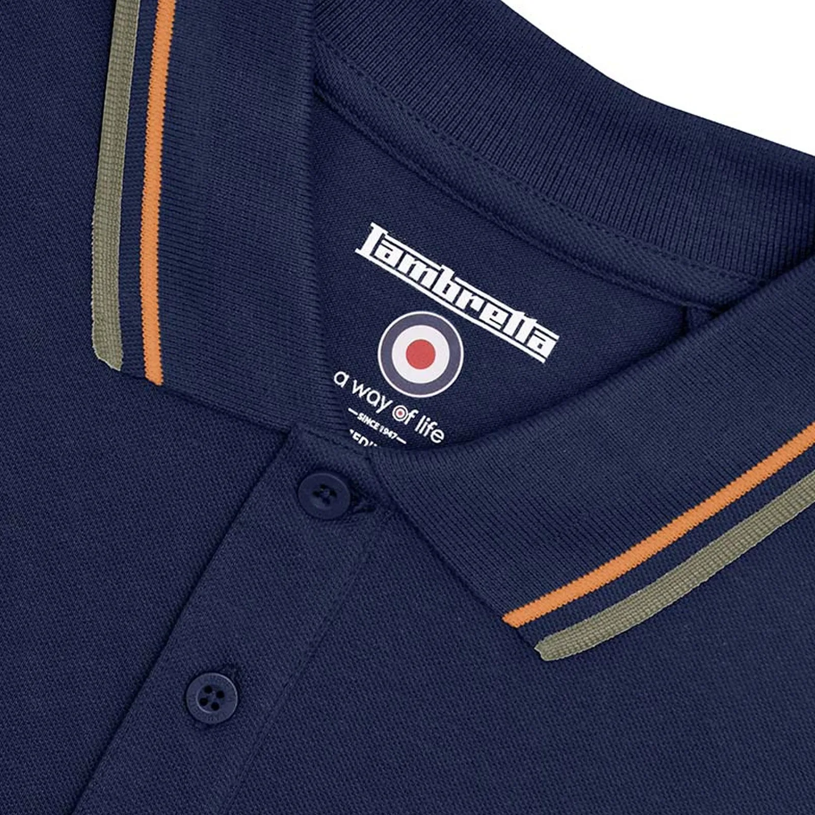 Lambretta Mens Twin Tipped Retro Polo Shirt