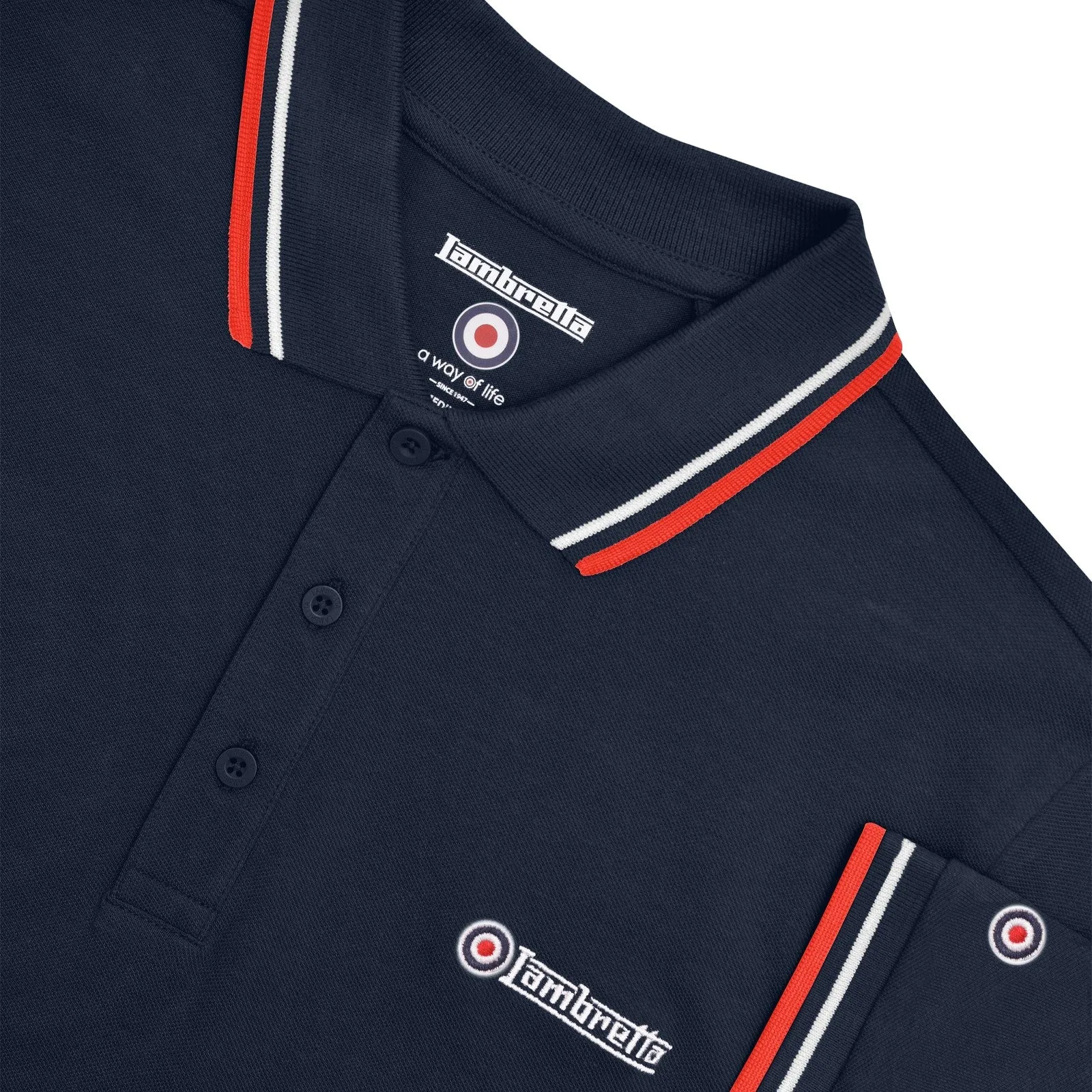 Lambretta Mens Twin Tipped Retro Polo Shirt