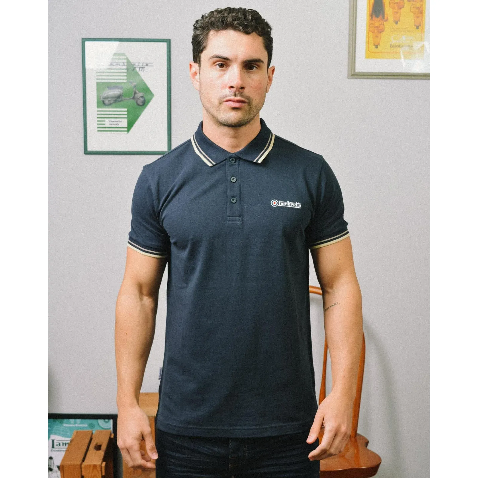 Lambretta Mens Twin Tipped Retro Polo Shirt
