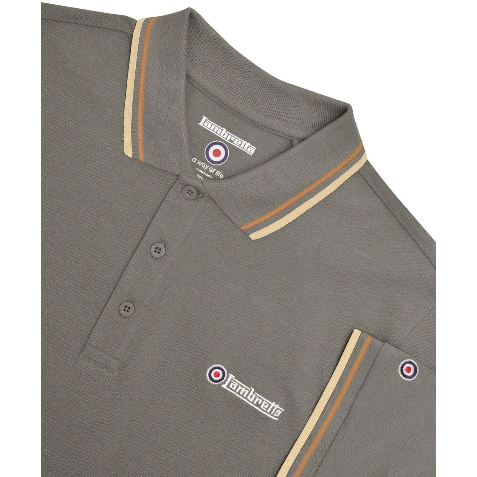 Lambretta Mens Twin Tipped Retro Polo Shirt