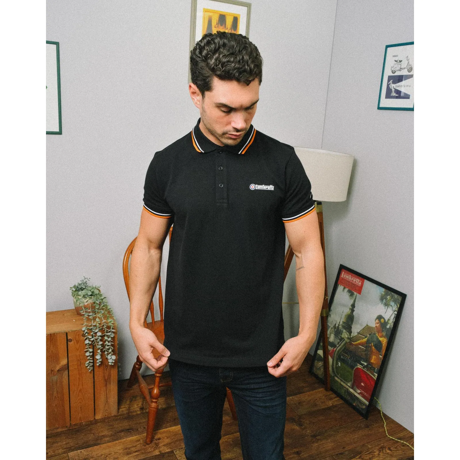Lambretta Mens Twin Tipped Retro Polo Shirt