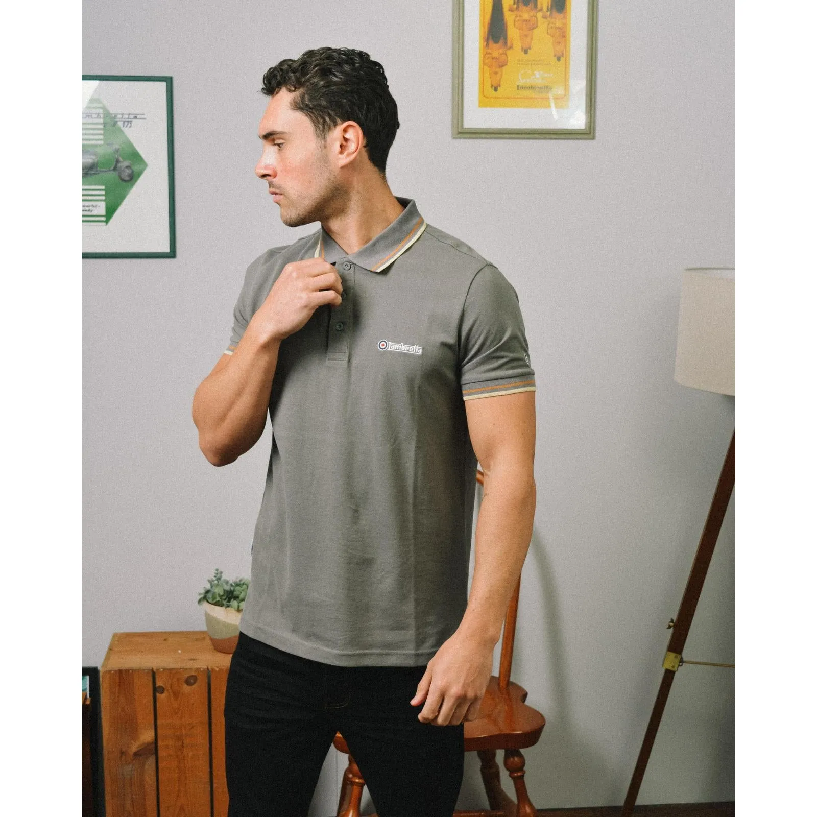 Lambretta Mens Twin Tipped Retro Polo Shirt