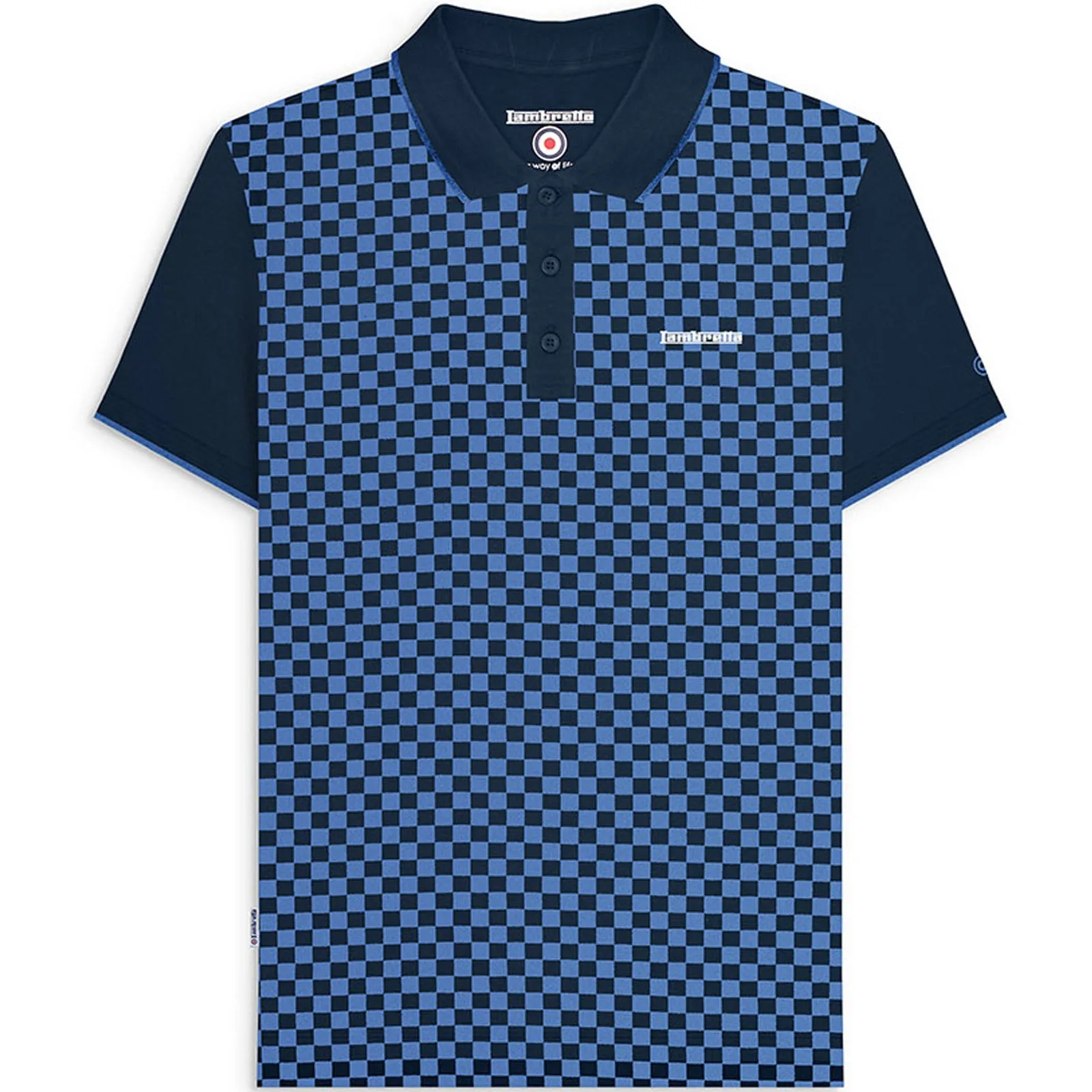 Lambretta Mens Two Tone All Over Print Short Sleeve Polo Shirt