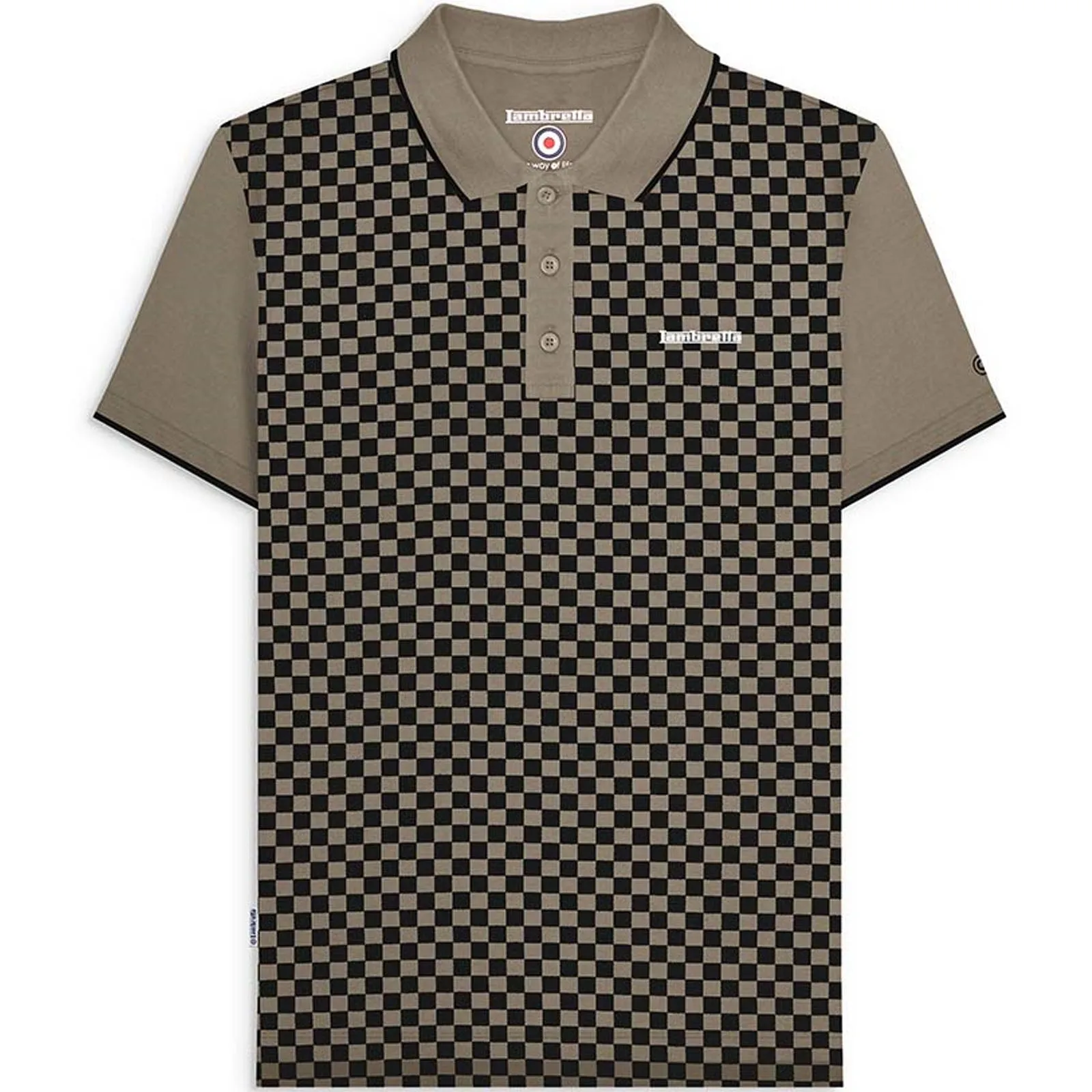 Lambretta Mens Two Tone All Over Print Short Sleeve Polo Shirt