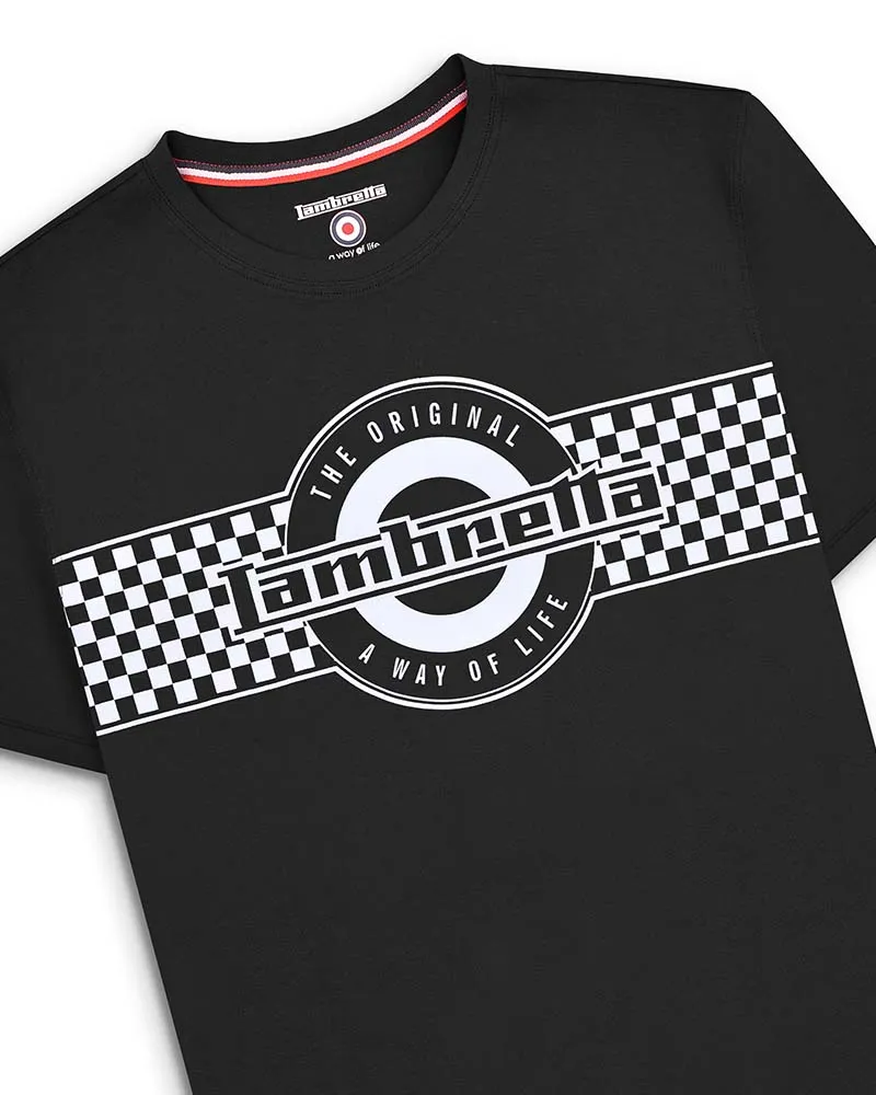 Lambretta Mens Two Tone Logo  Crew Neck T-Shirt