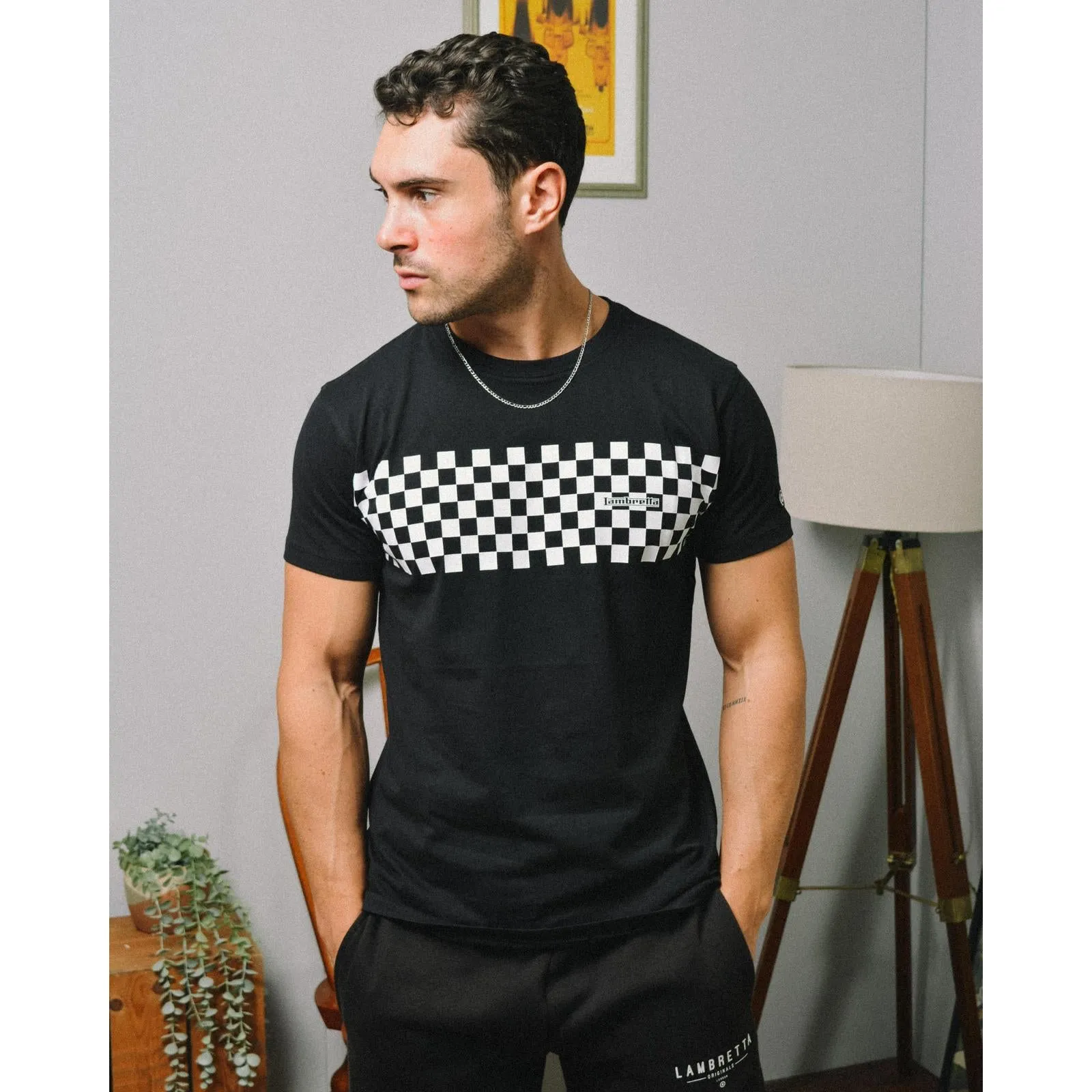 Lambretta Mens Two Tone Panel Short Sleeve Cotton T-Shirt