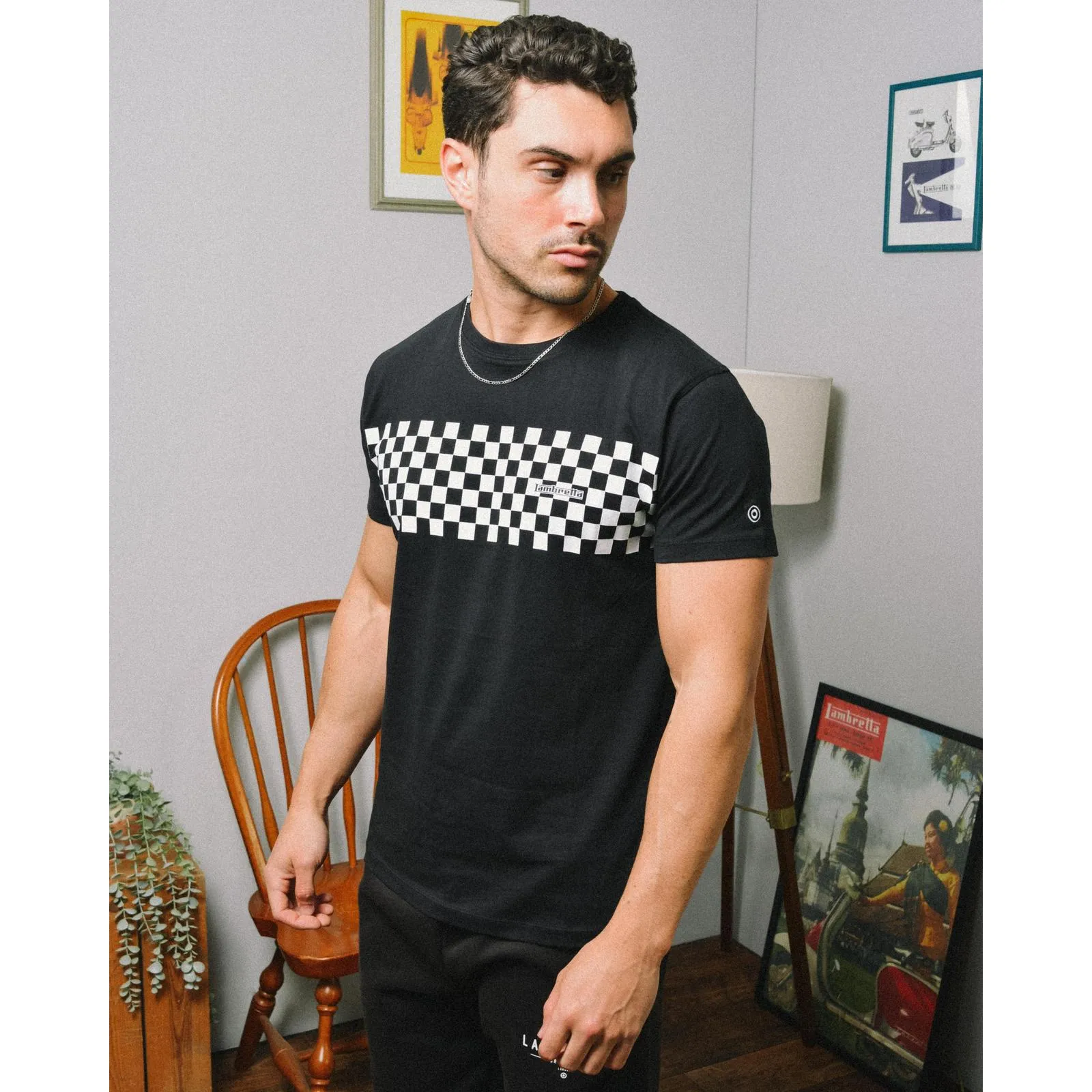 Lambretta Mens Two Tone Panel Short Sleeve Cotton T-Shirt
